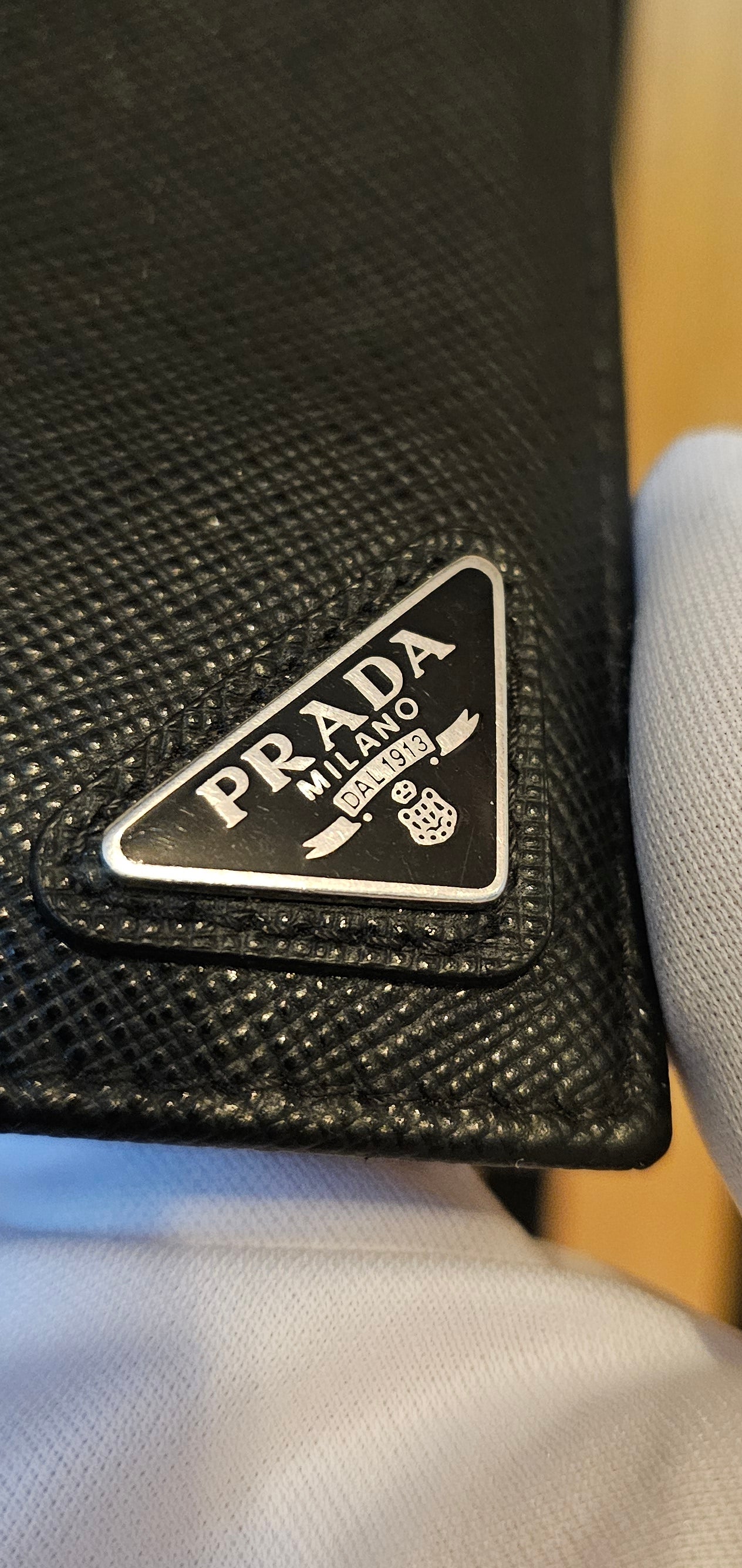 Prada Card case/wallet - Black, saffiano leather.