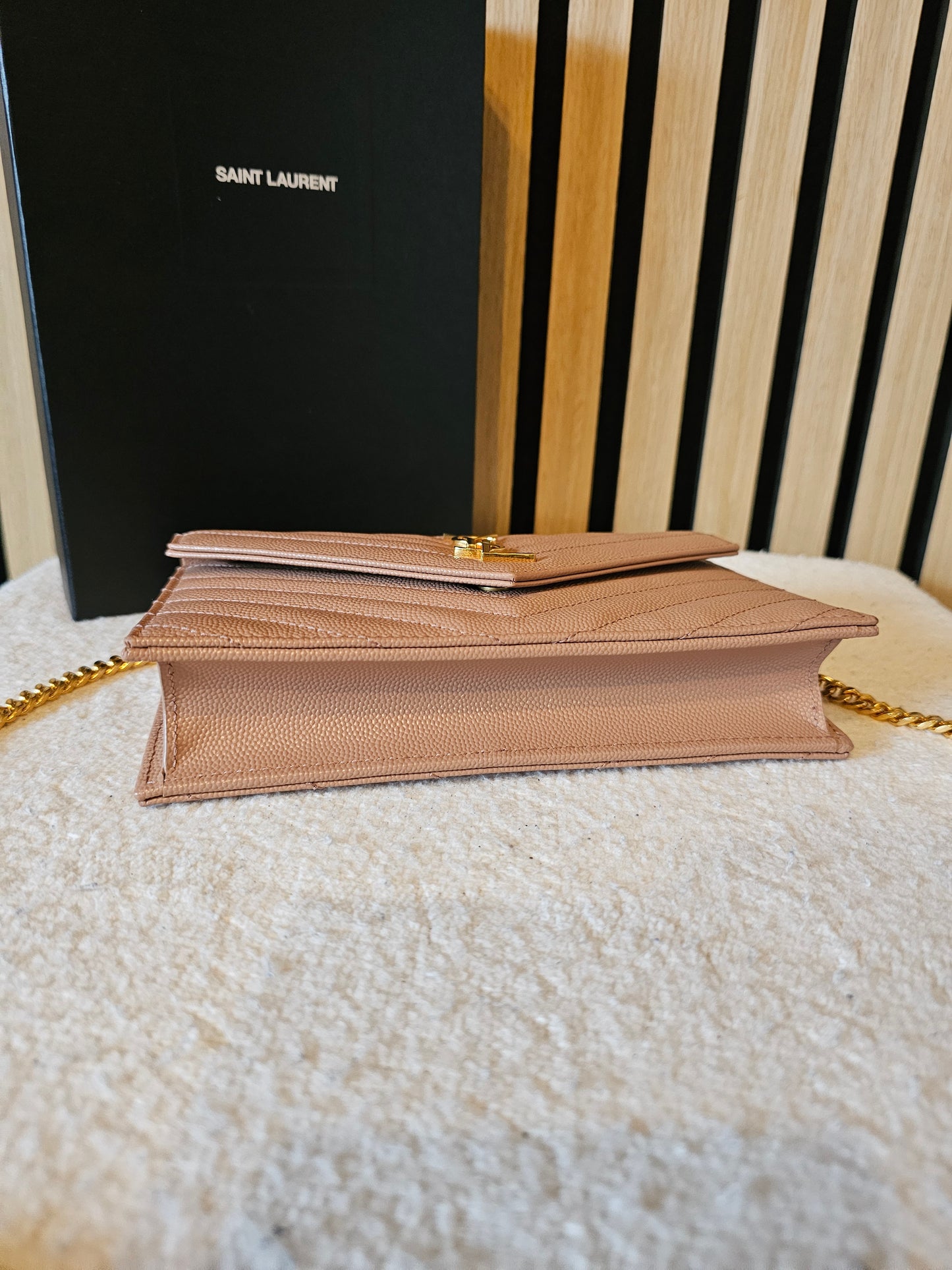 YSL - Envelope Chain wallet - Dark beige.