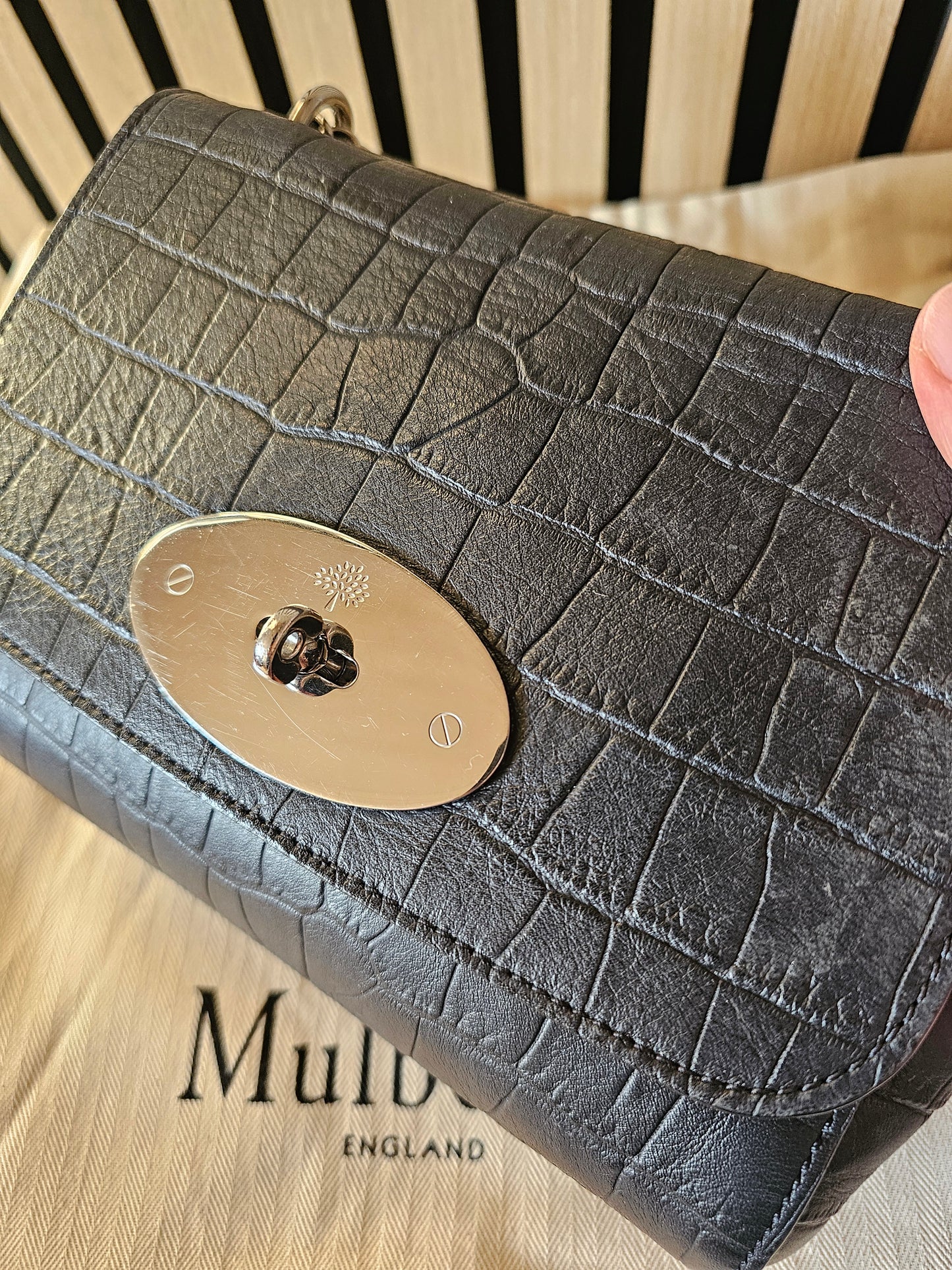 Mulberry lily croc print. Black - mat.