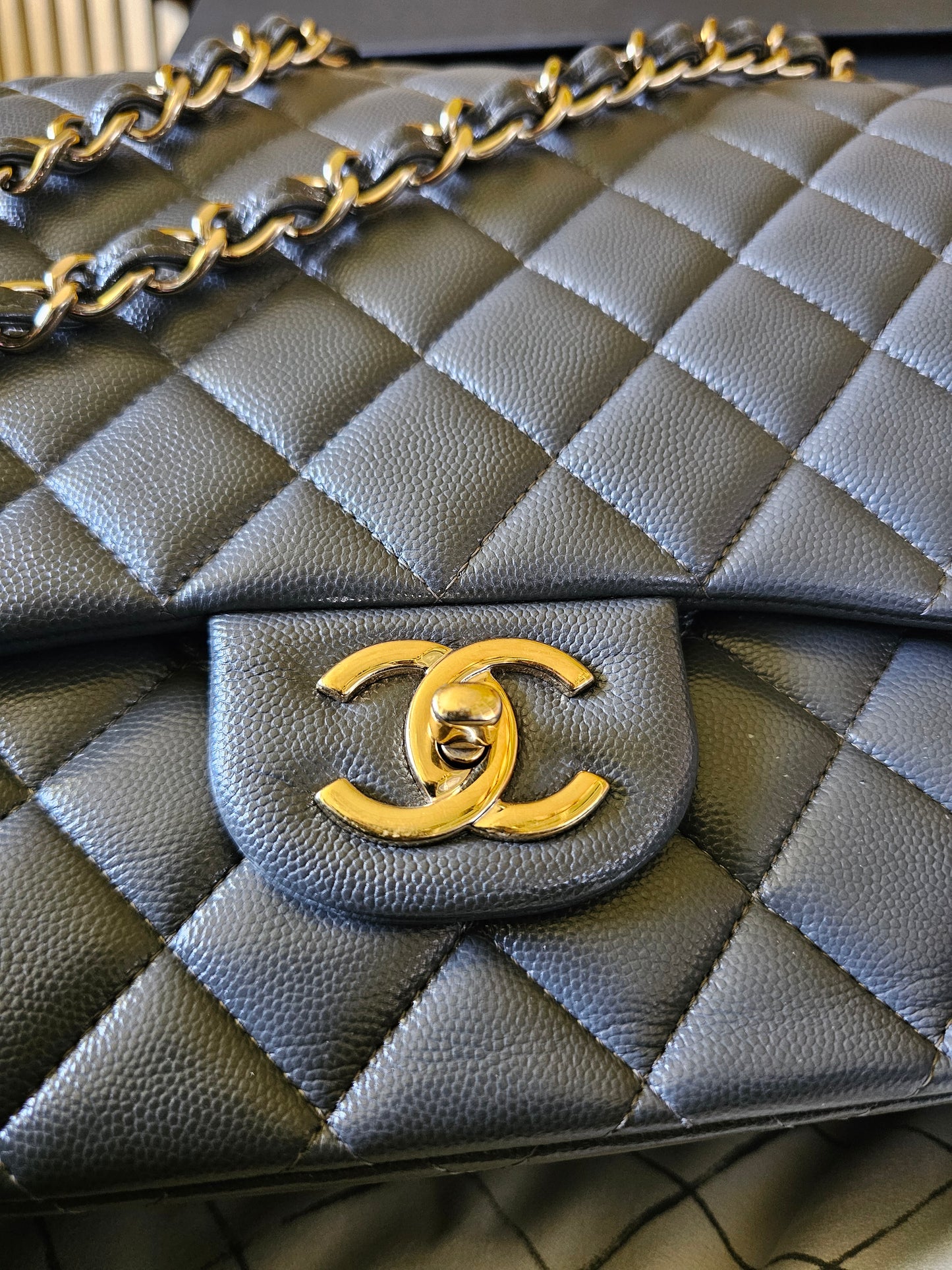 A58601 - Chanel Maxi Classic - Dark Grey with GHW.