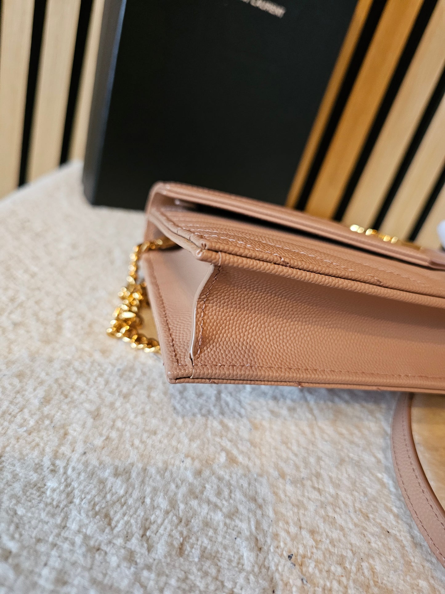 YSL - Envelope Chain wallet - Dark beige.