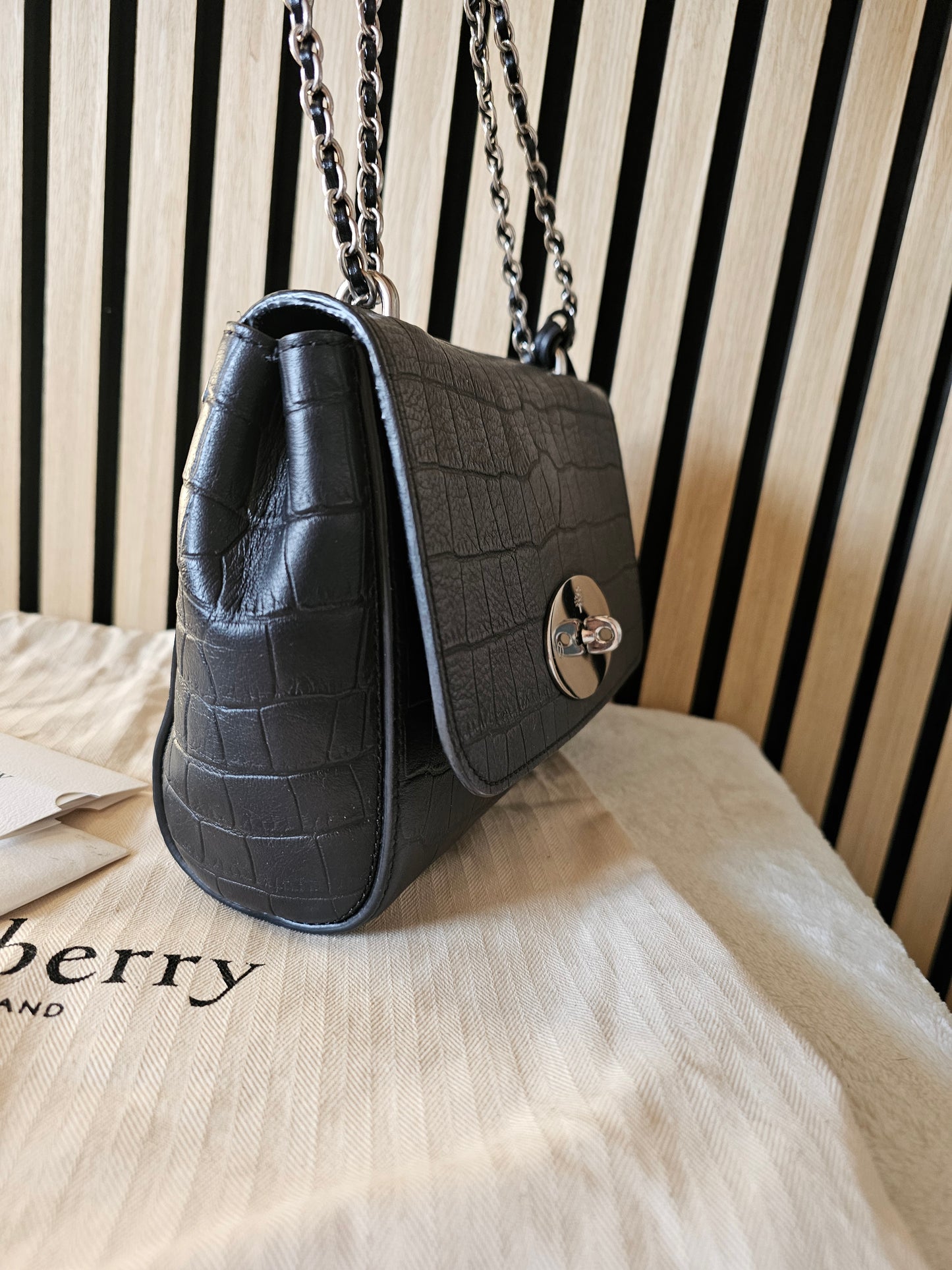Mulberry lily croc print. Black - mat.