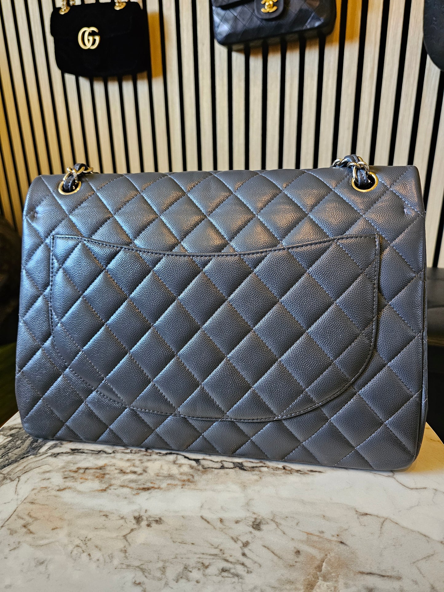 A58601 - Chanel Maxi Classic - Dark Grey with GHW.