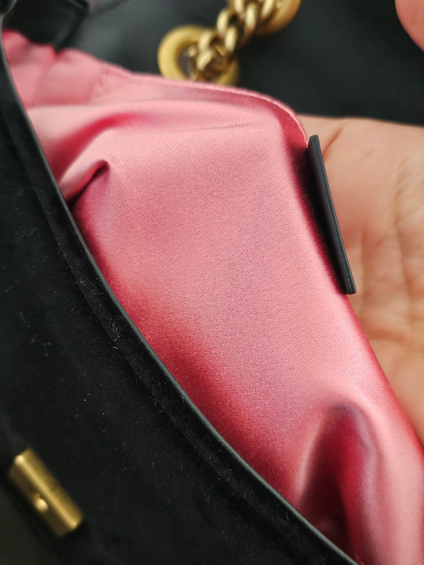 Gucci GG marmont bag, small, Black- velvet.