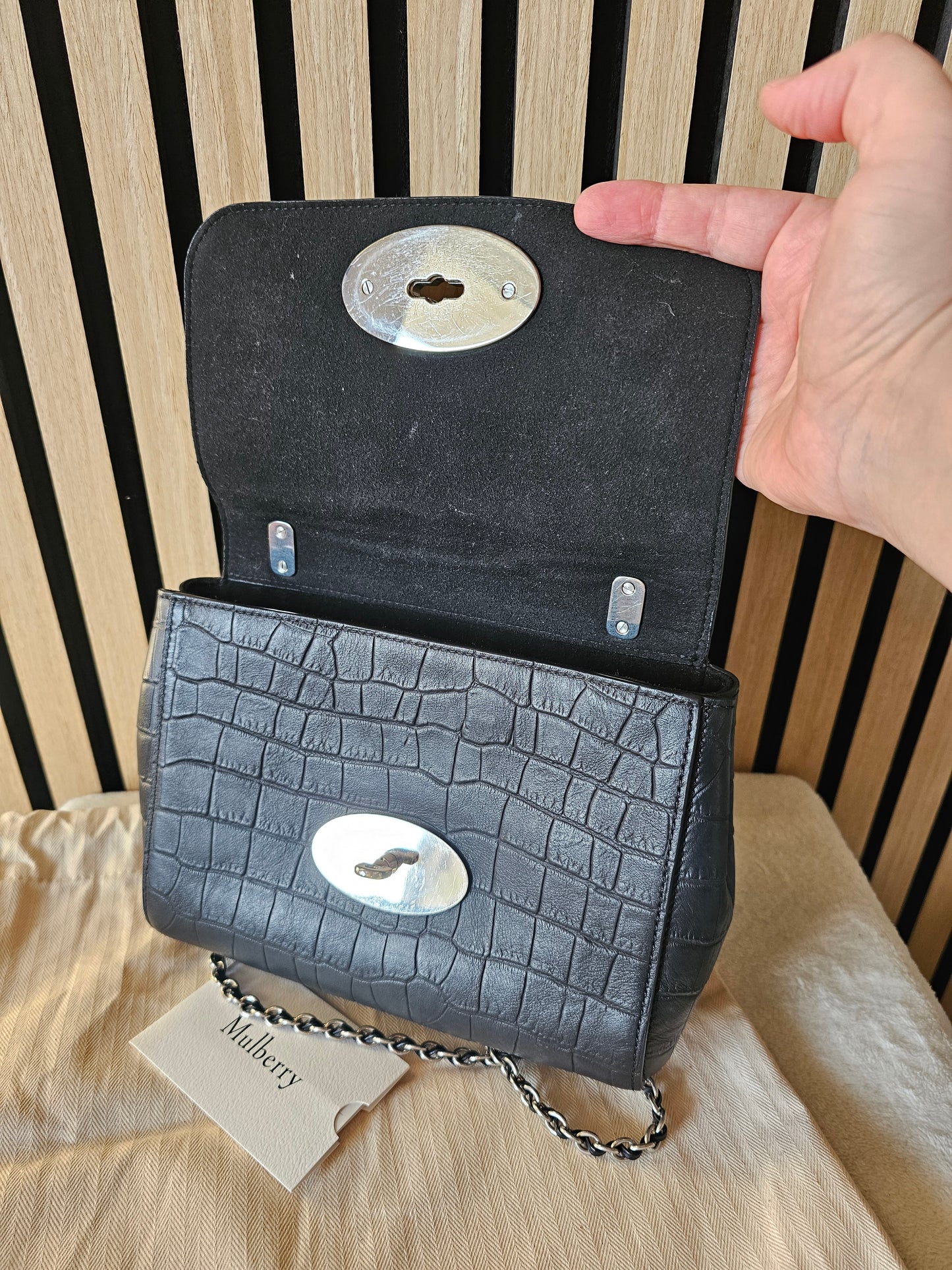 Mulberry lily croc print. Black - mat.
