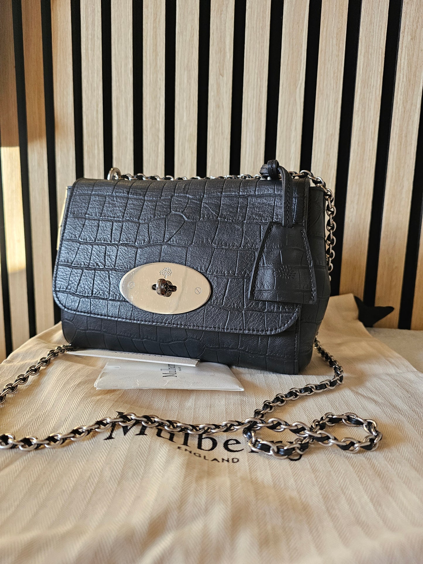 Mulberry lily croc print. Black - mat.