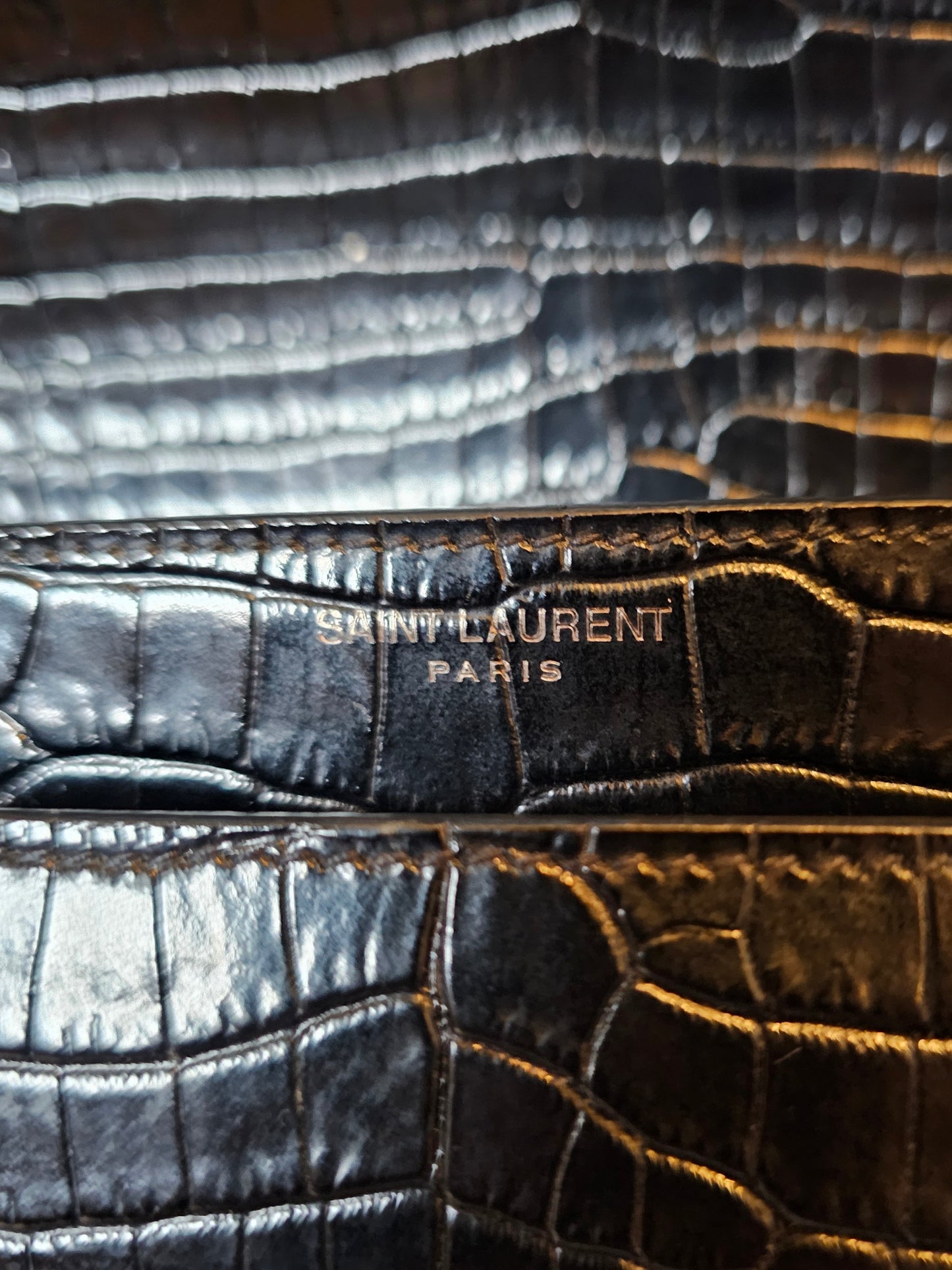 YSL-Saint Laurent - Sunset bag - M. croc.print. Black.