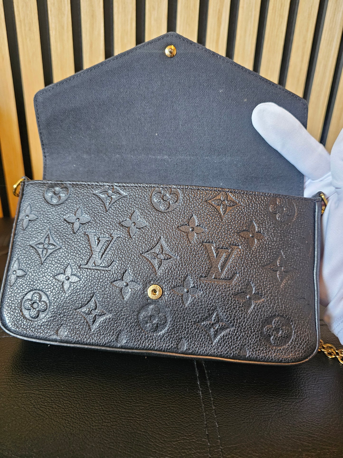 Louis vuitton - Félicie pochette MNG, Black Emp. Leather.