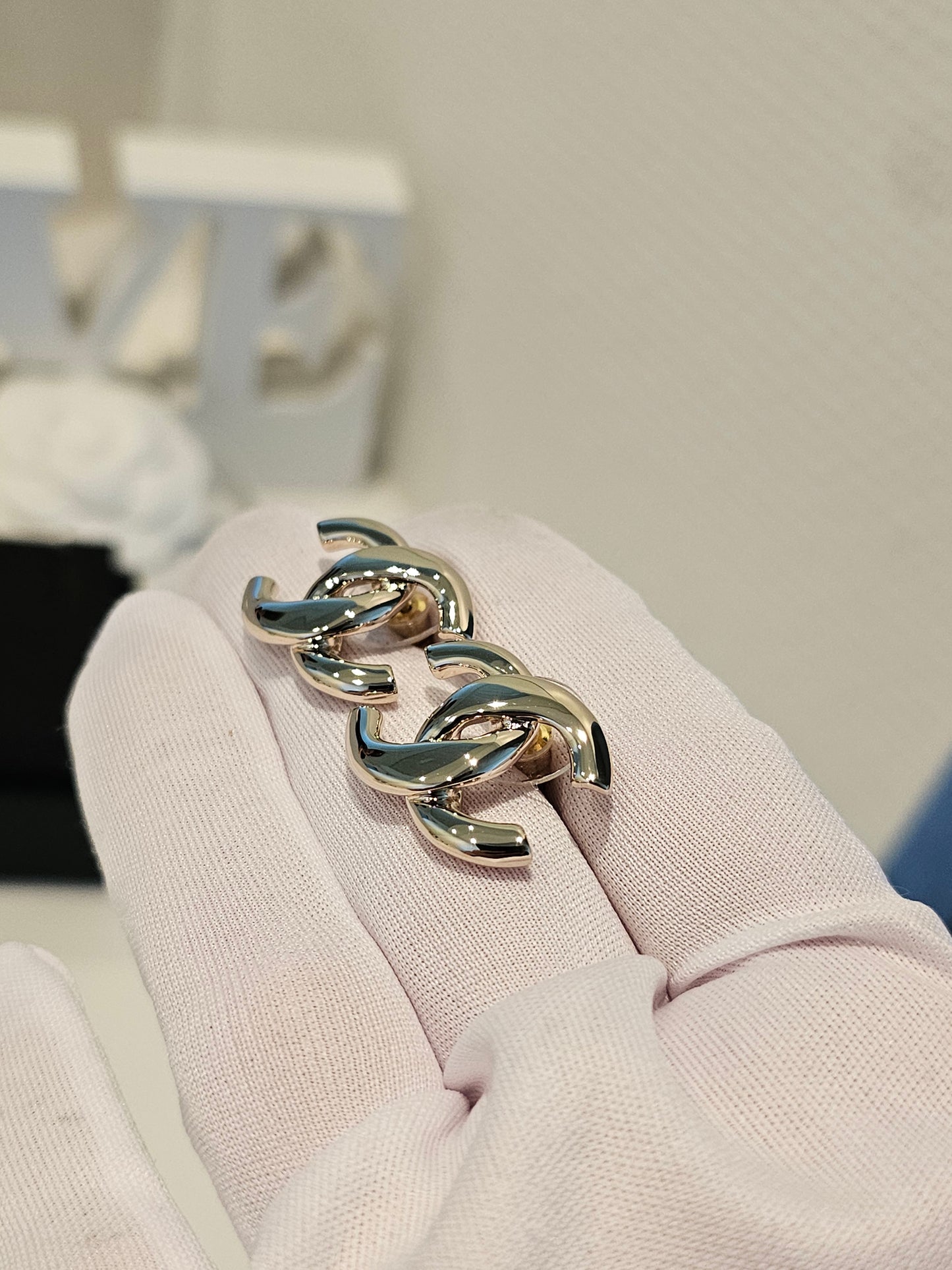 ABF588 Chanel øreringe - Golden CC earrings.