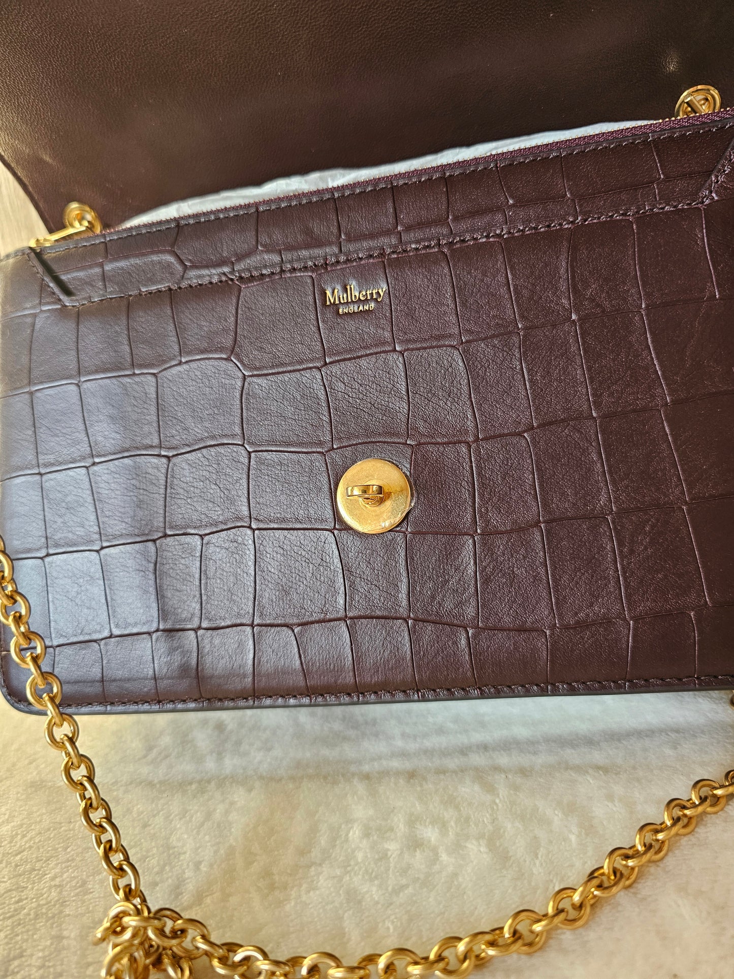 Mulberry darley croc print. Oxblood.
