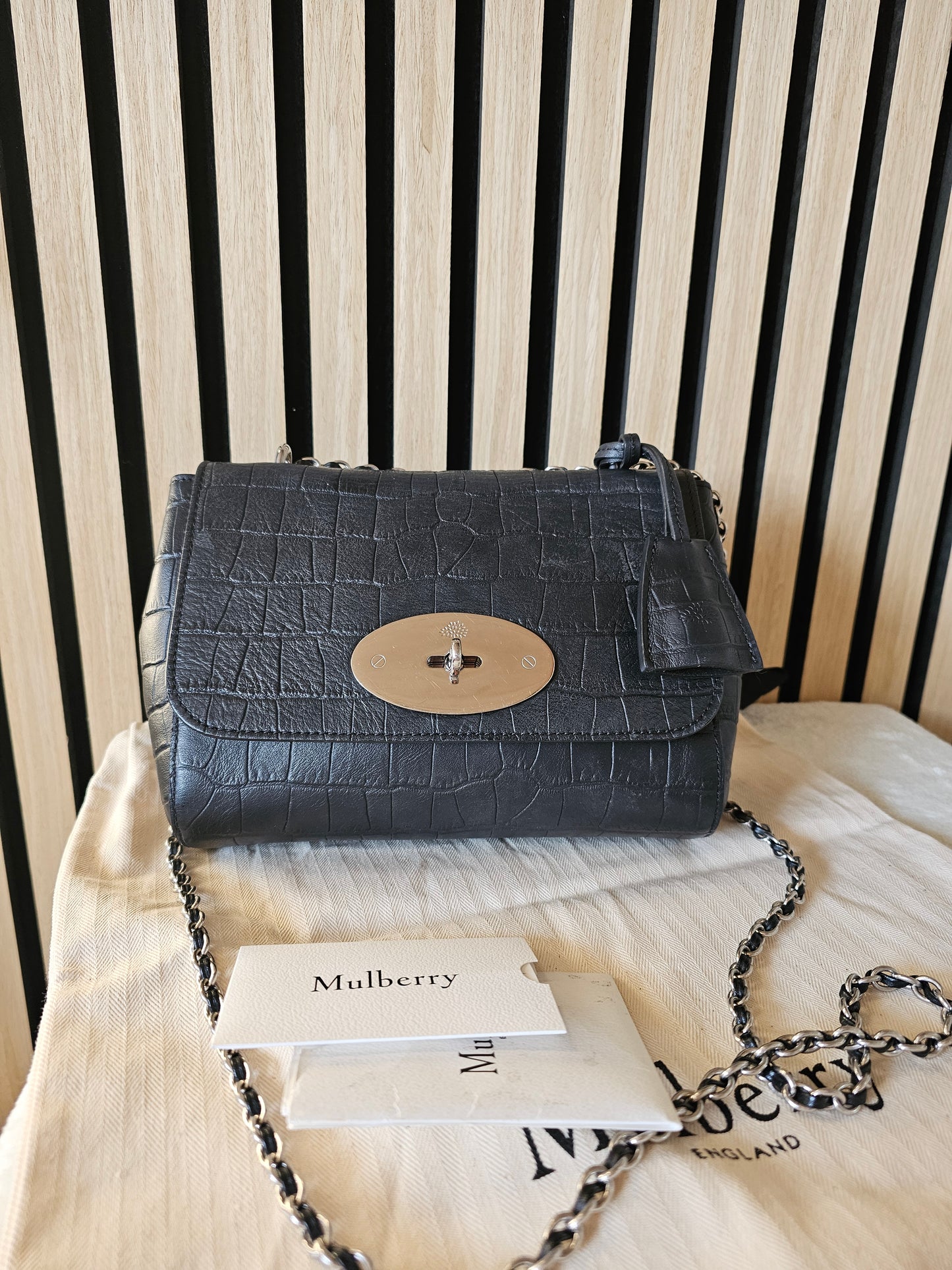 Mulberry lily croc print. Black - mat.