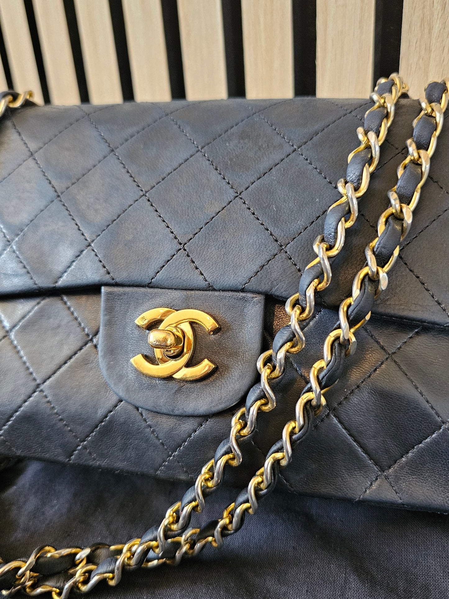 Chanel Classic double flap, small, GHW, lambskin - Black.