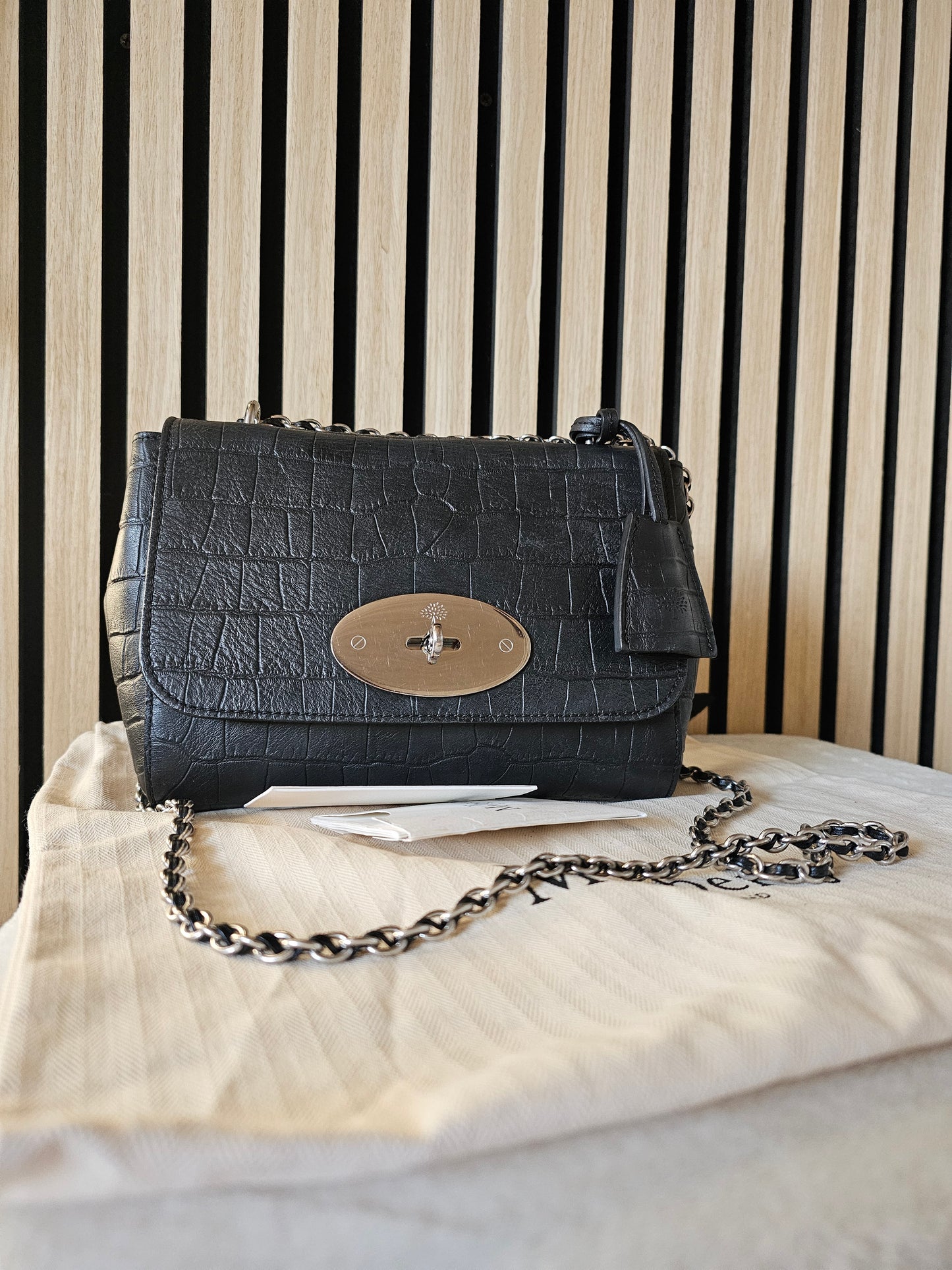 Mulberry lily croc print. Black - mat.
