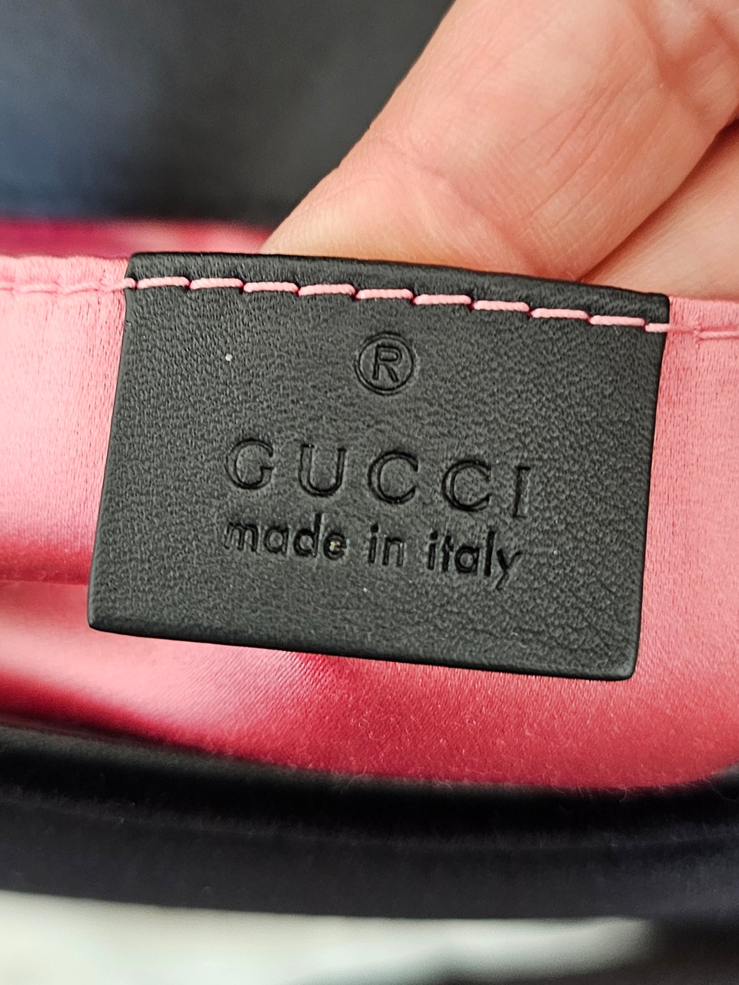 Gucci GG marmont bag, small, Black- velvet.