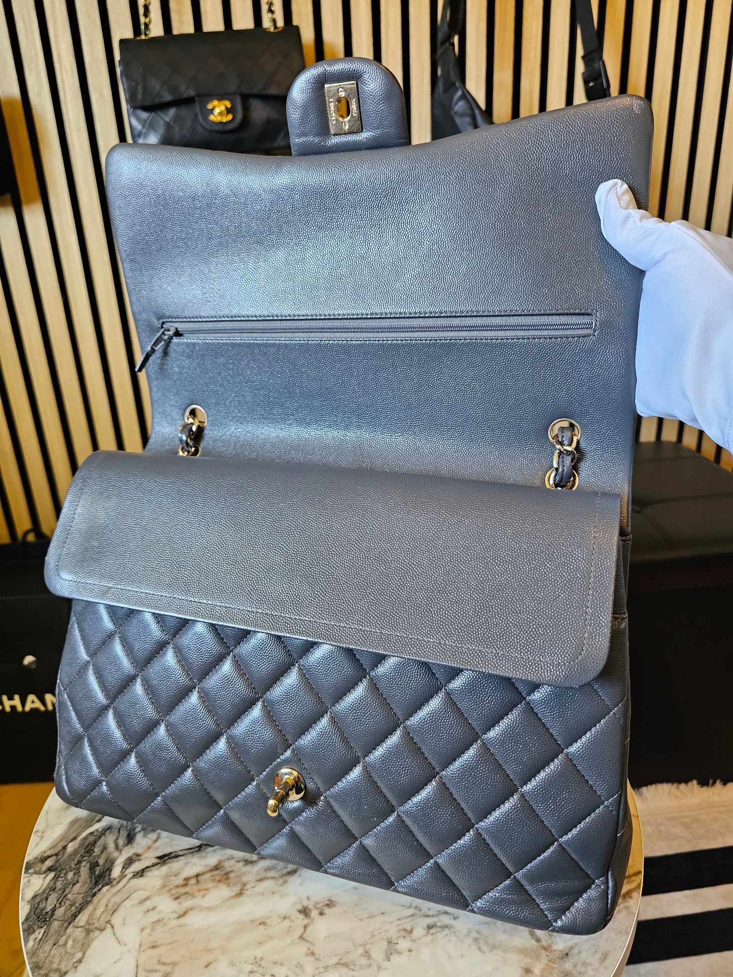 A58601 - Chanel Maxi Classic - Dark Grey with GHW.