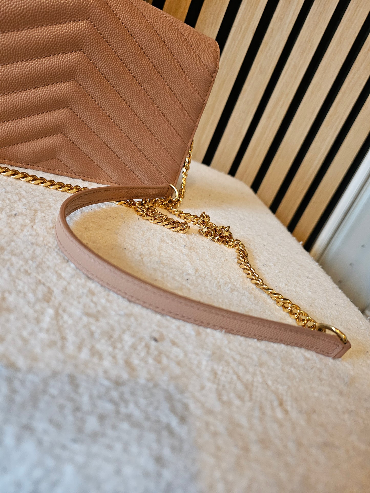 YSL - Envelope Chain wallet - Dark beige.