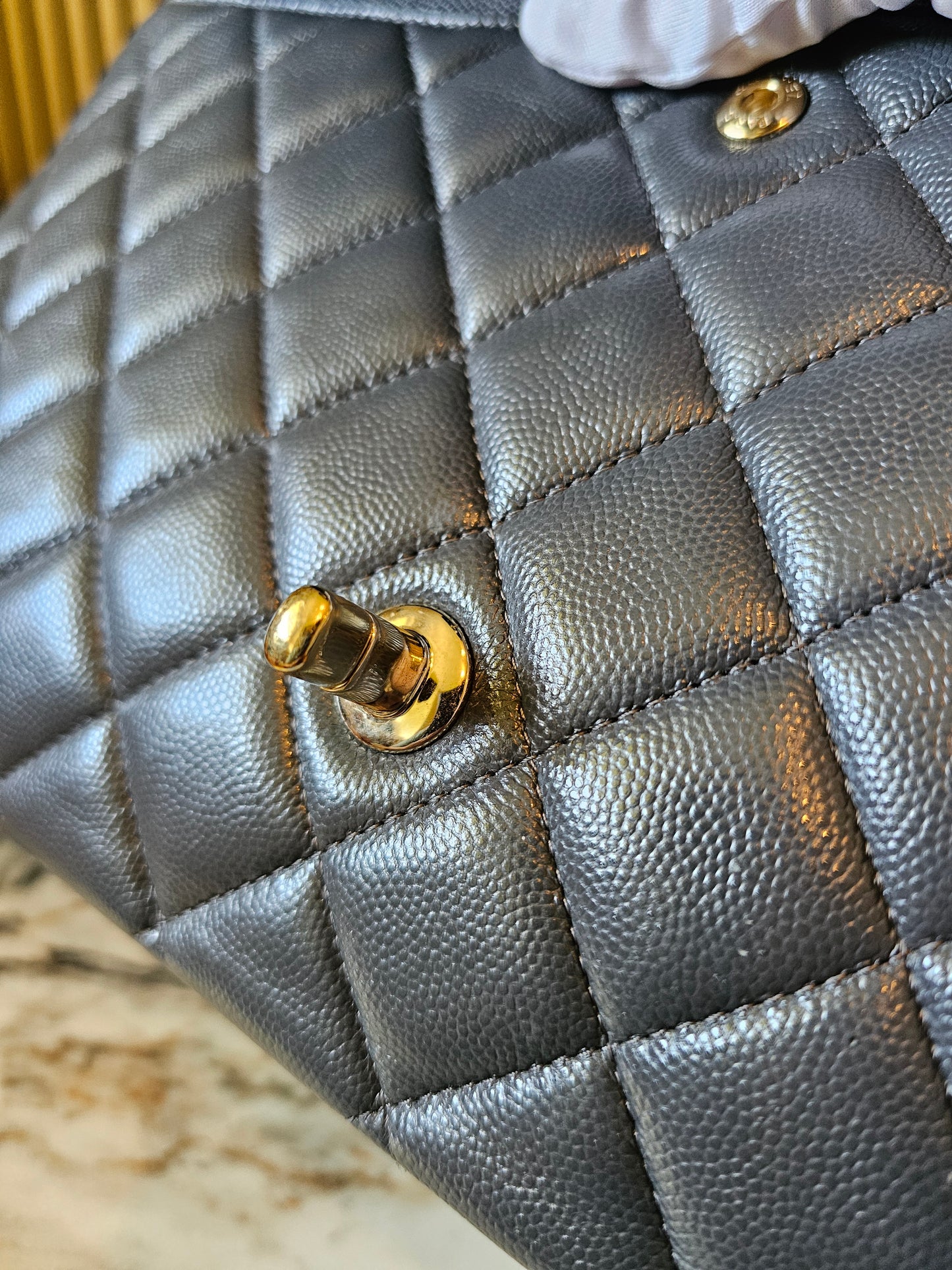 A58601 - Chanel Maxi Classic - Dark Grey with GHW.