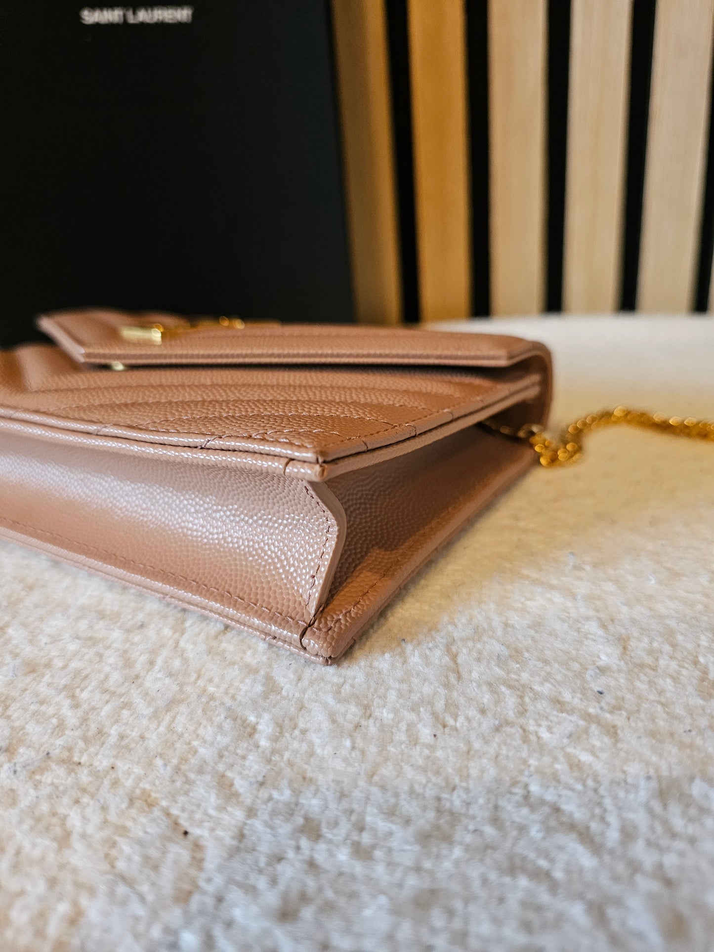 YSL - Envelope Chain wallet - Dark beige.