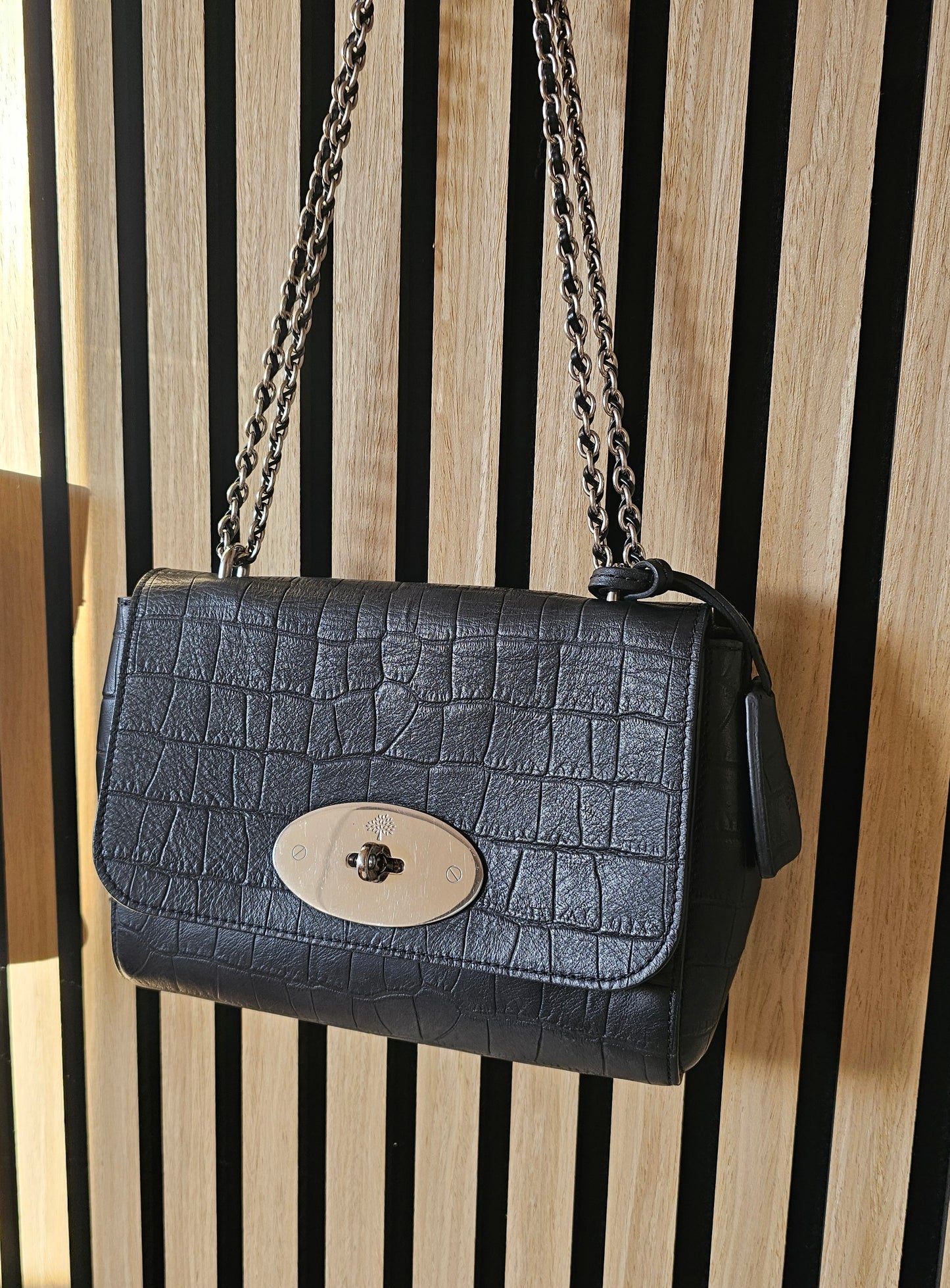 Mulberry lily croc print. Black - mat.