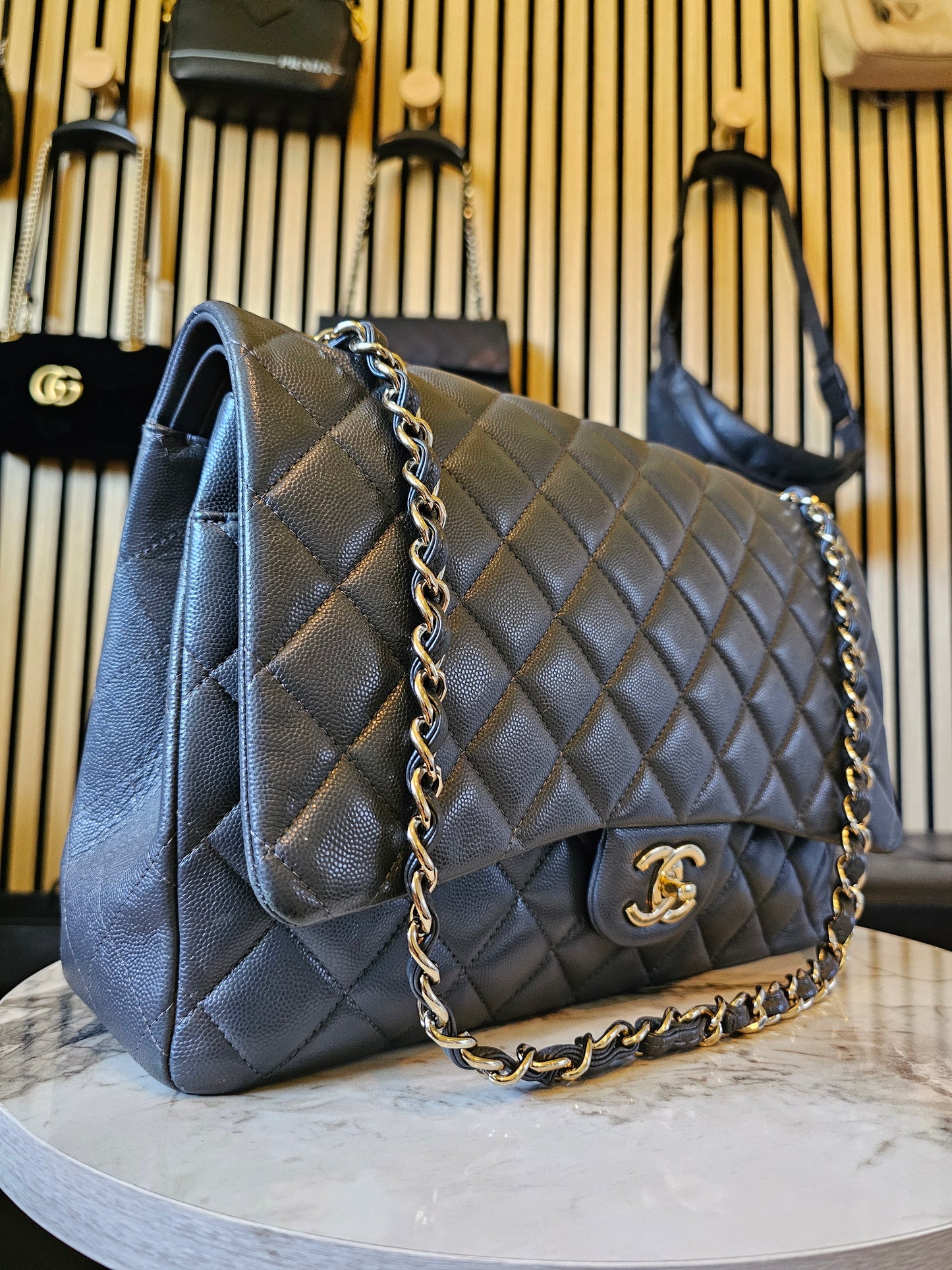 A58601 - Chanel Maxi Classic - Dark Grey with GHW.