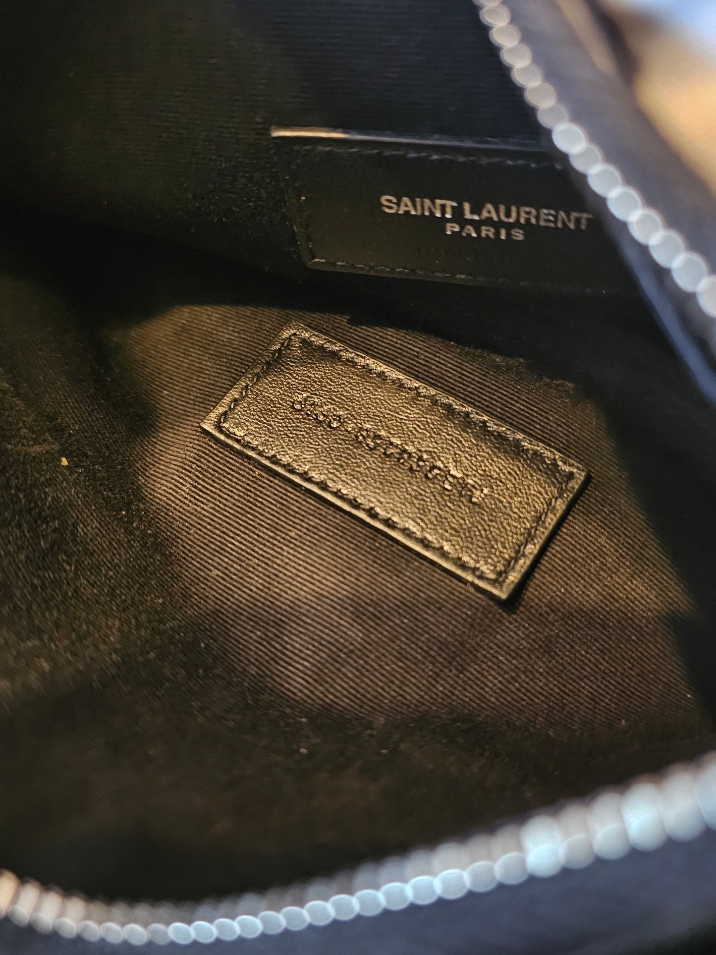 YSL slim purse, black croc print.