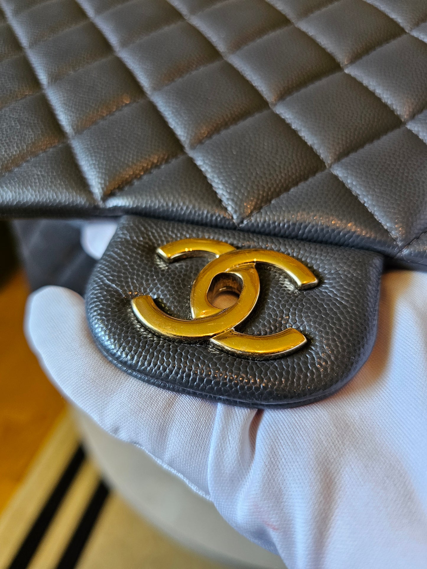A58601 - Chanel Maxi Classic - Dark Grey with GHW.