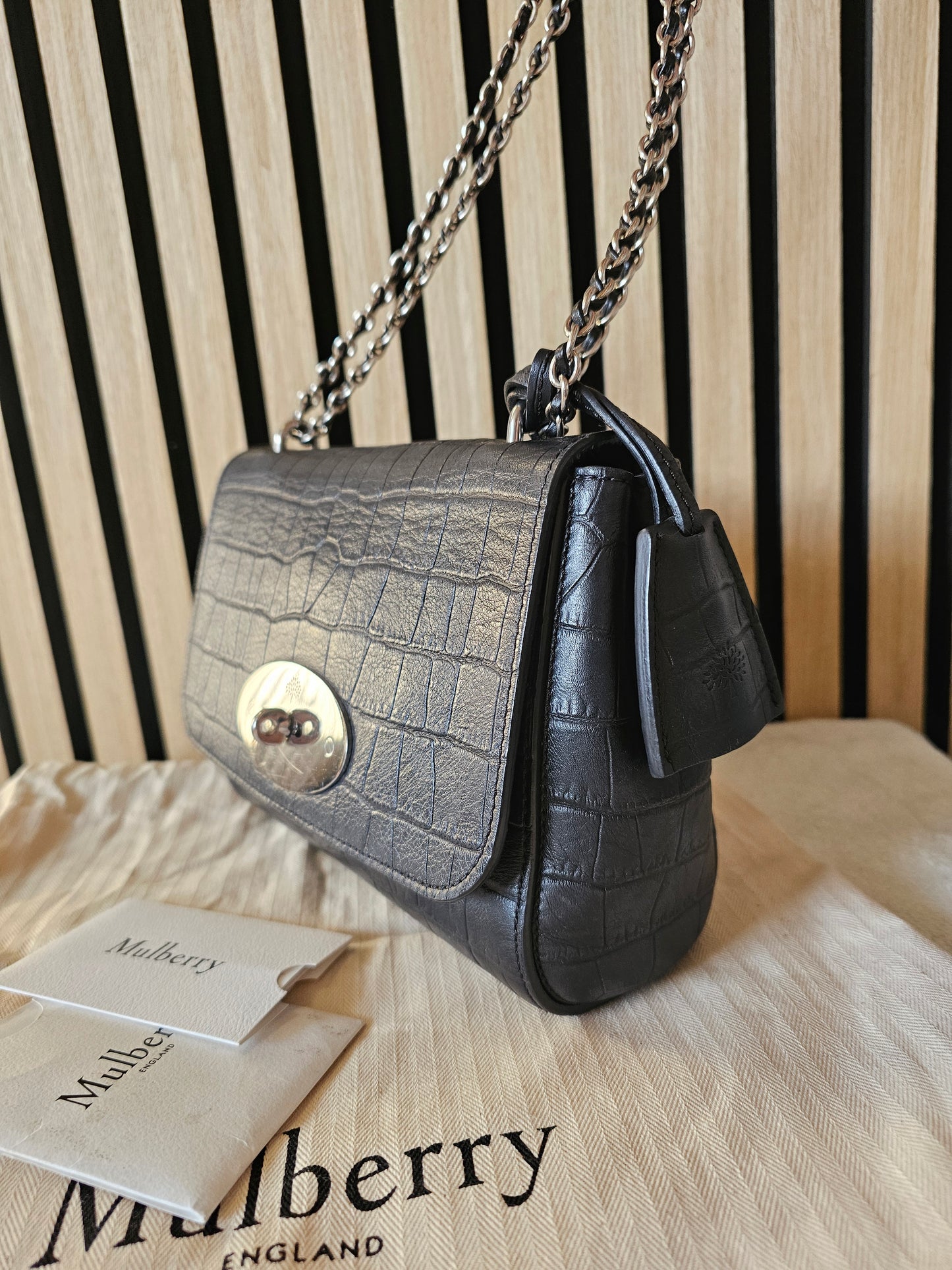 Mulberry lily croc print. Black - mat.