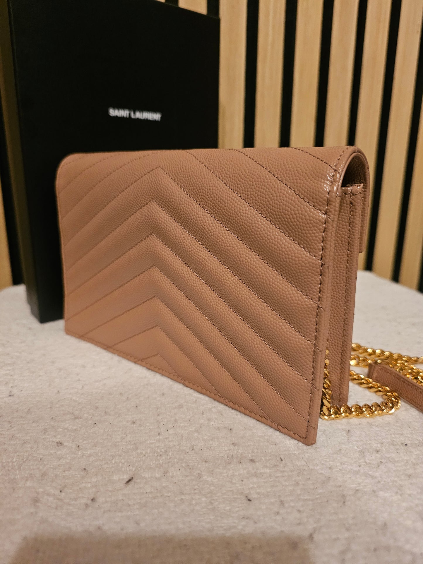 YSL - Envelope Chain wallet - Dark beige.