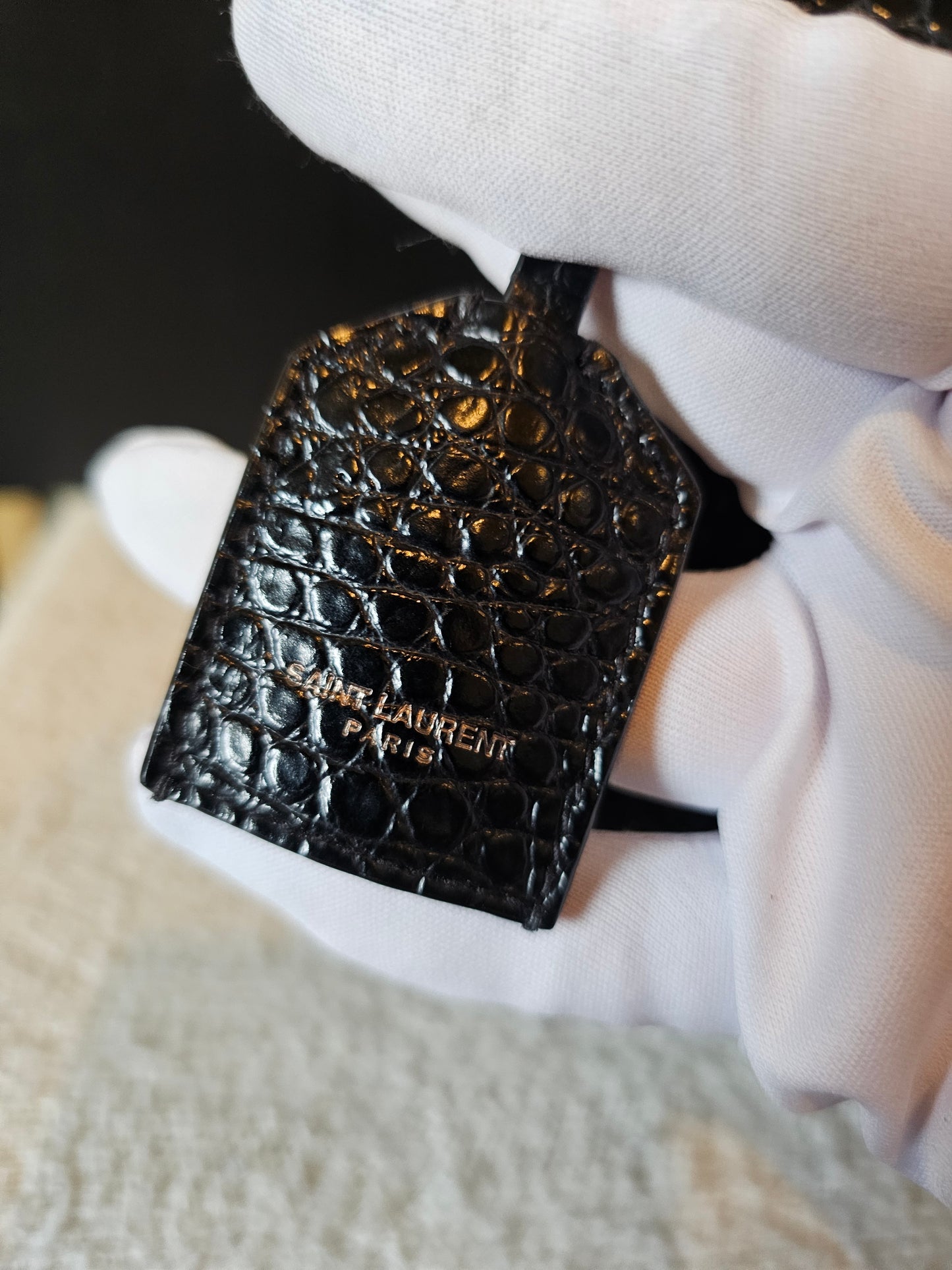 YSL-Saint Laurent - Sunset bag - M. croc.print. Black.