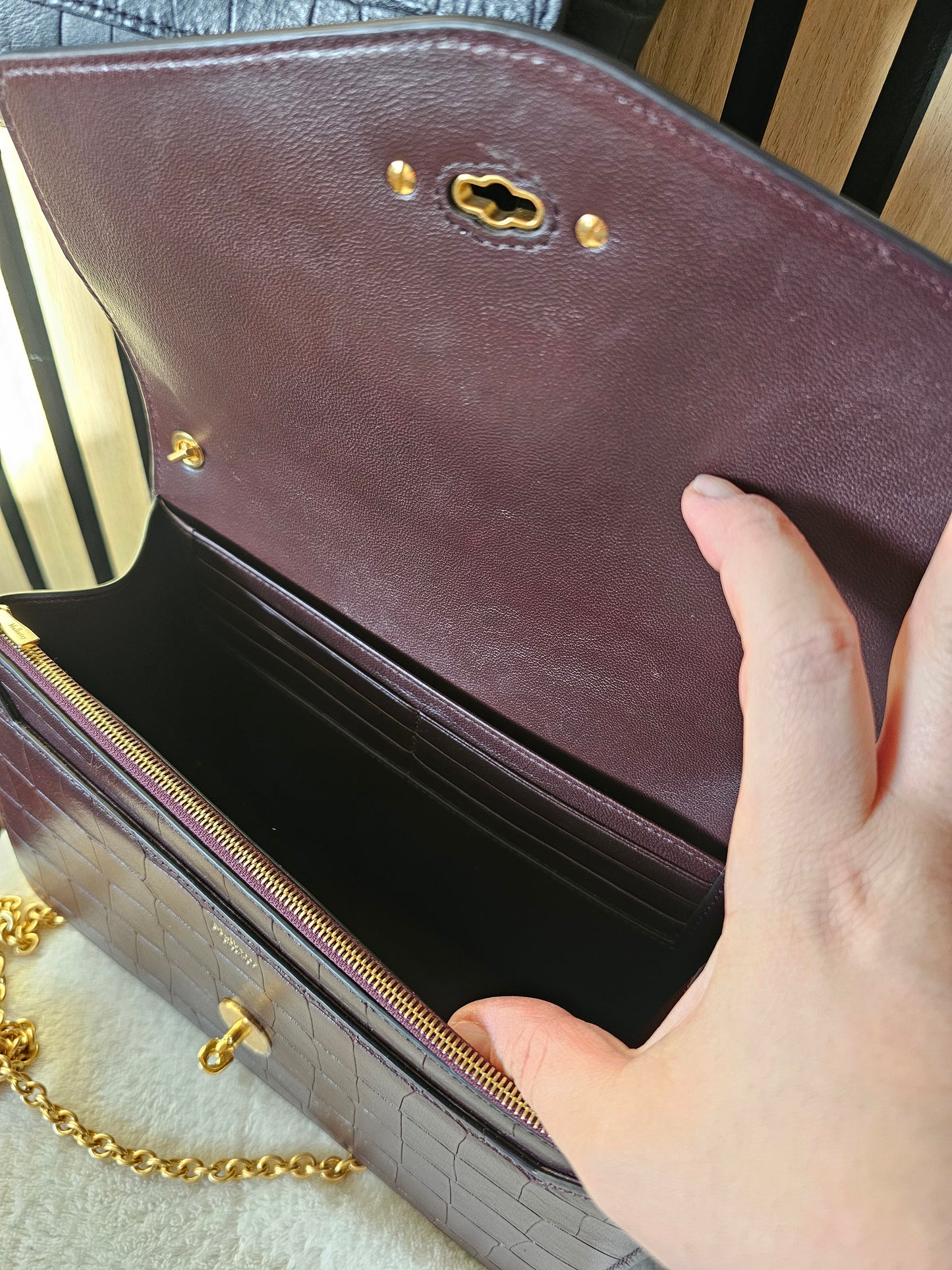 Mulberry darley croc print. Oxblood.