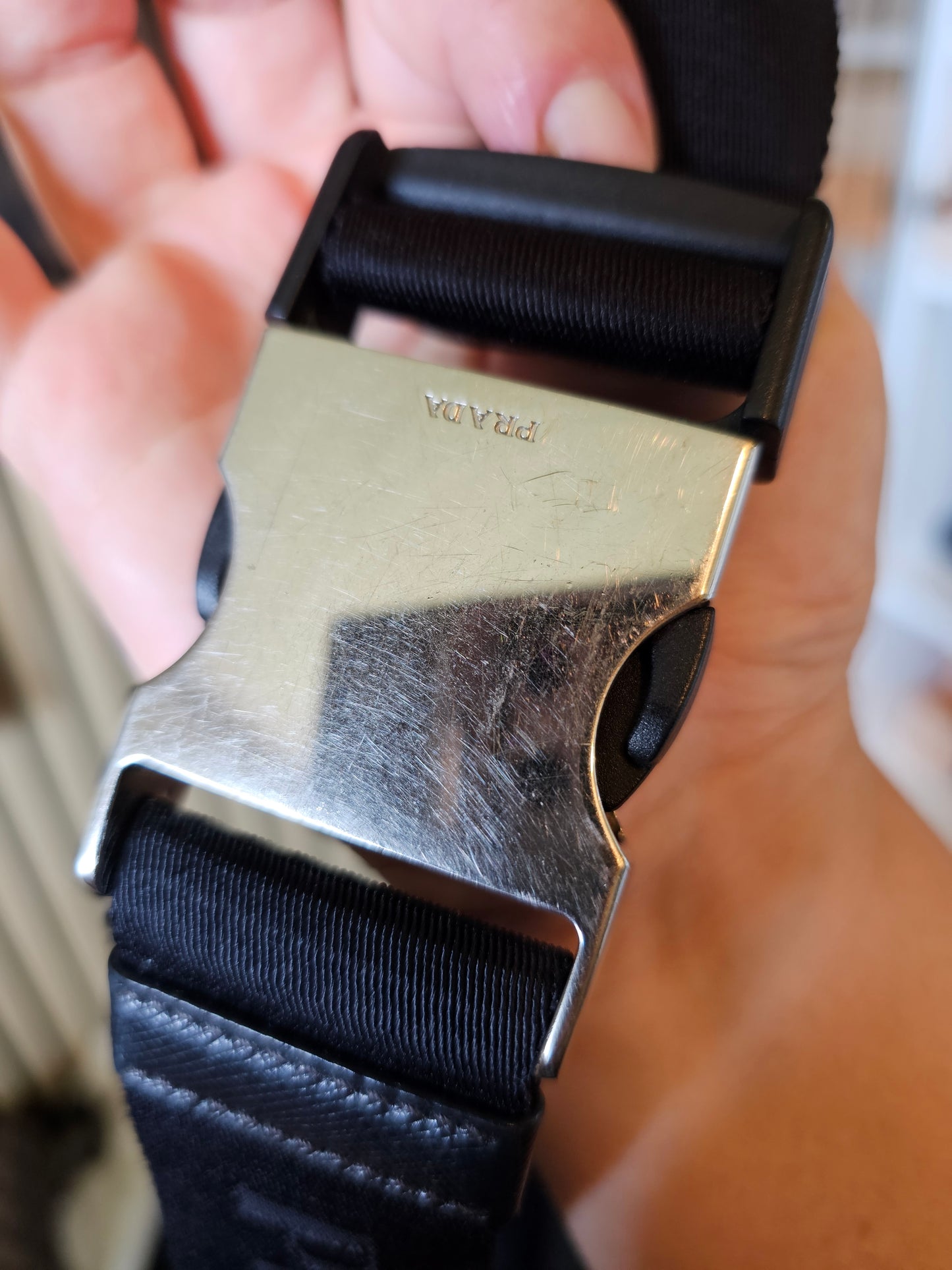 Prada belt bag black, re-nylon- saffiano leather.