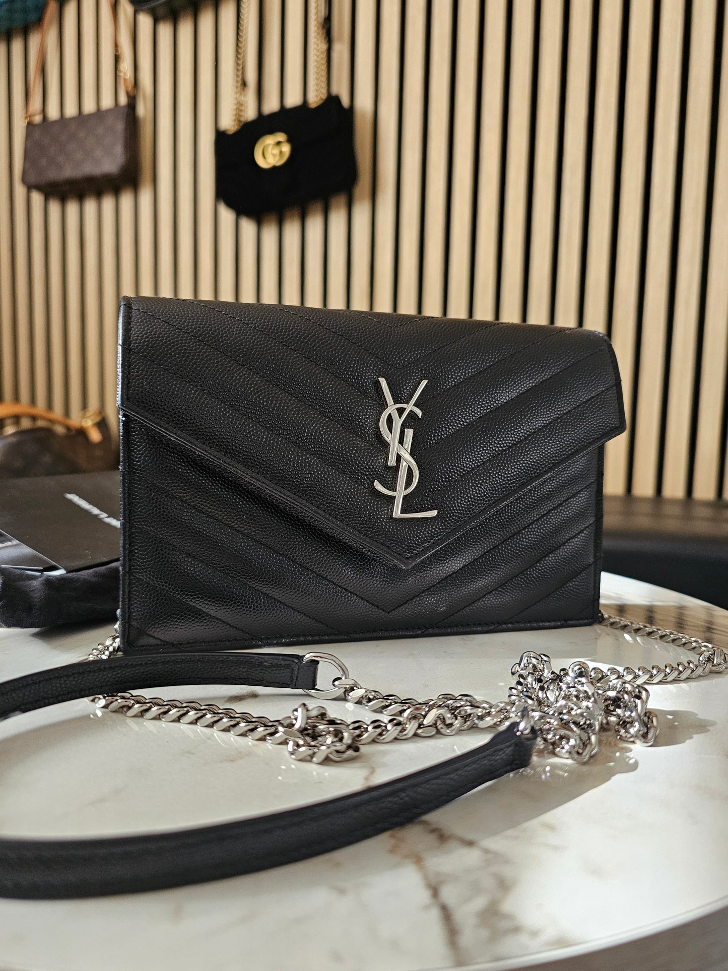 YSL - Envelope Chain wallet, black - SHW.