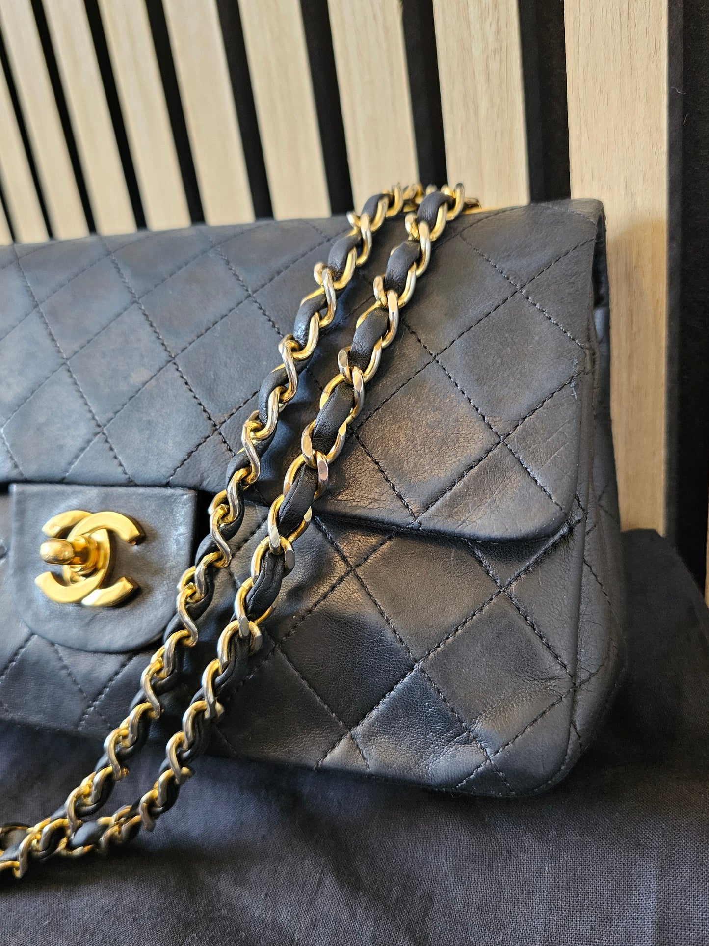 Chanel Classic double flap, small, GHW, lambskin - Black.