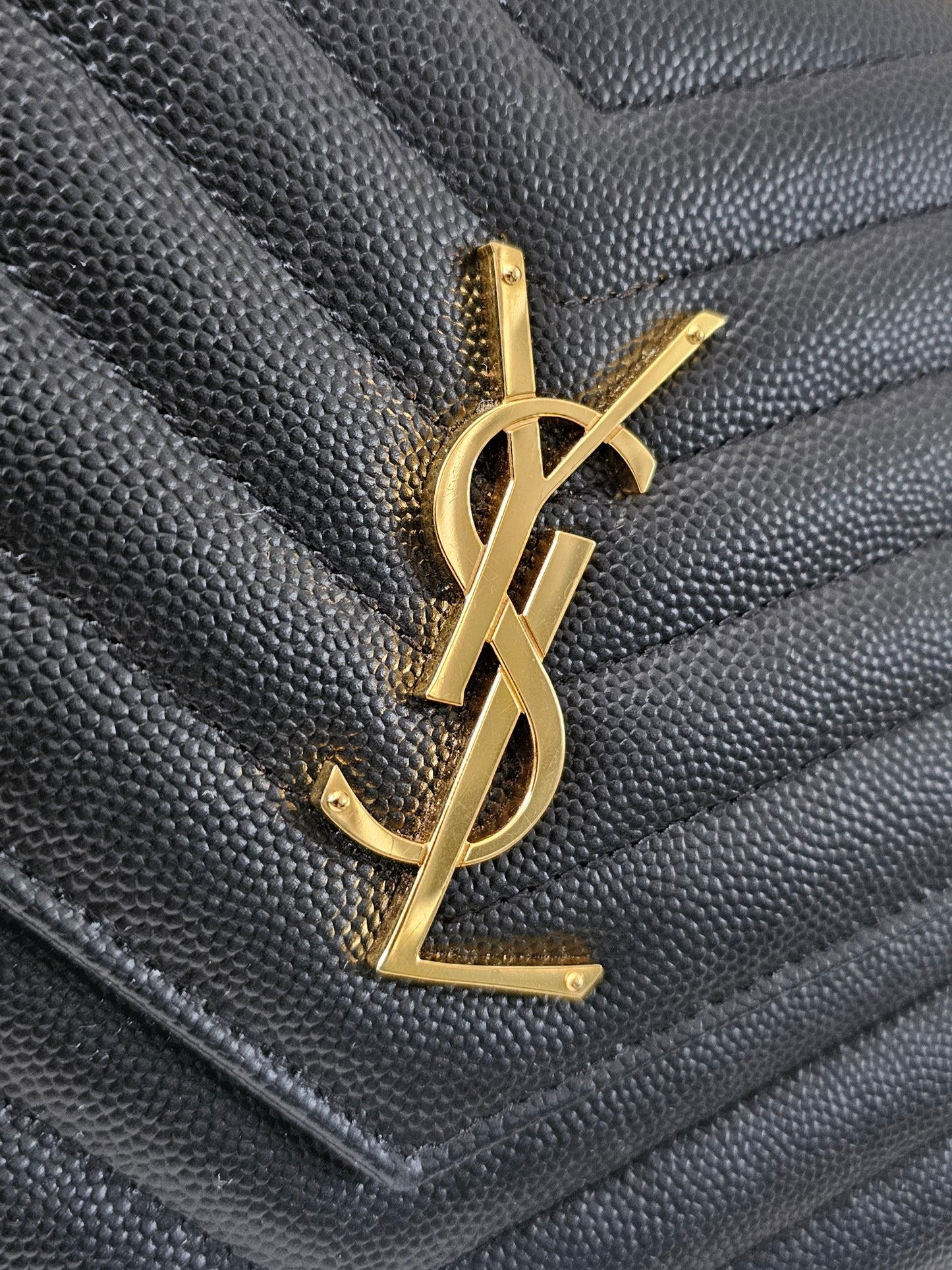 YSL Cassandre clutch, black GHW.