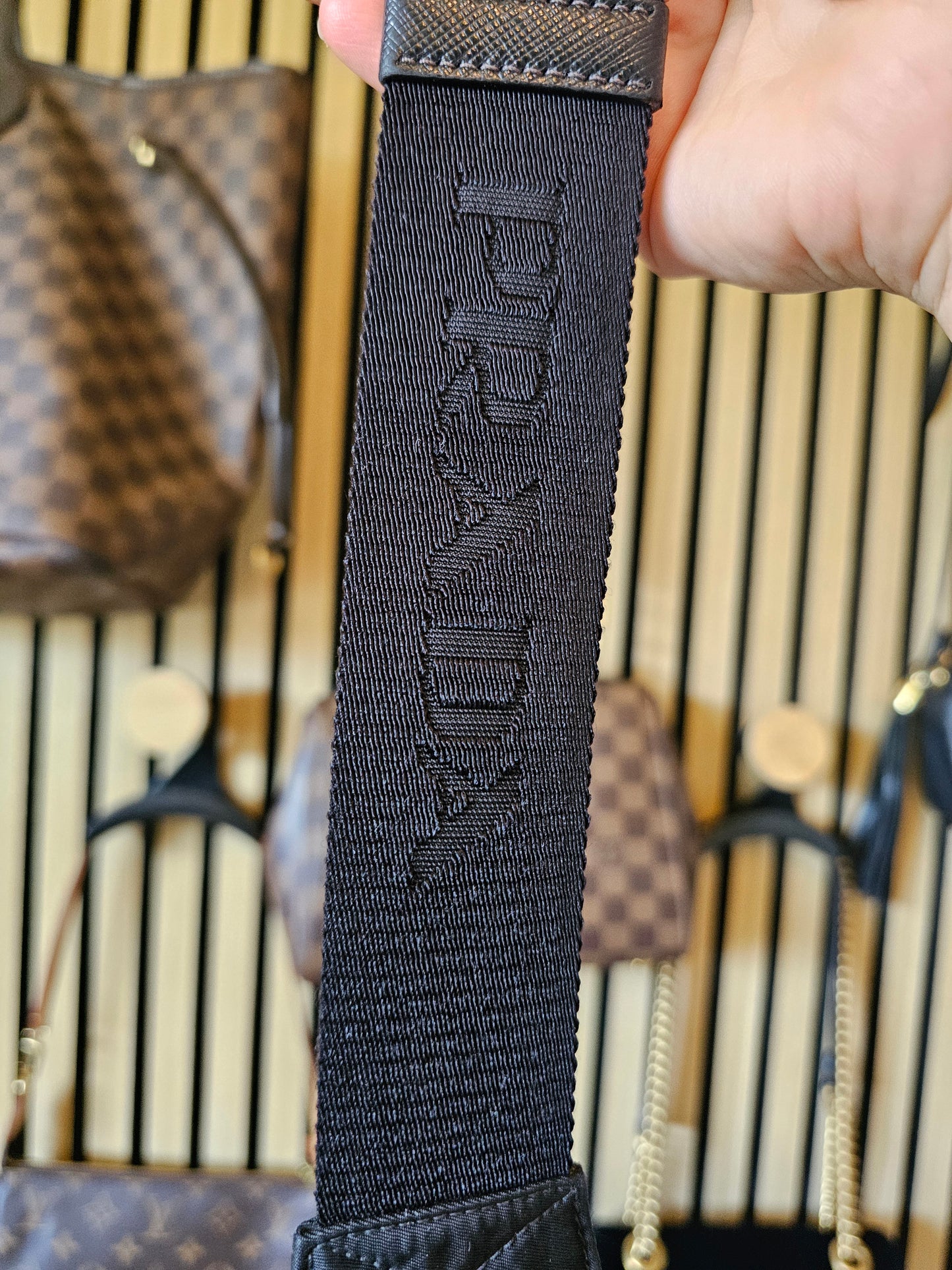 Prada belt bag black, re-nylon- saffiano leather.