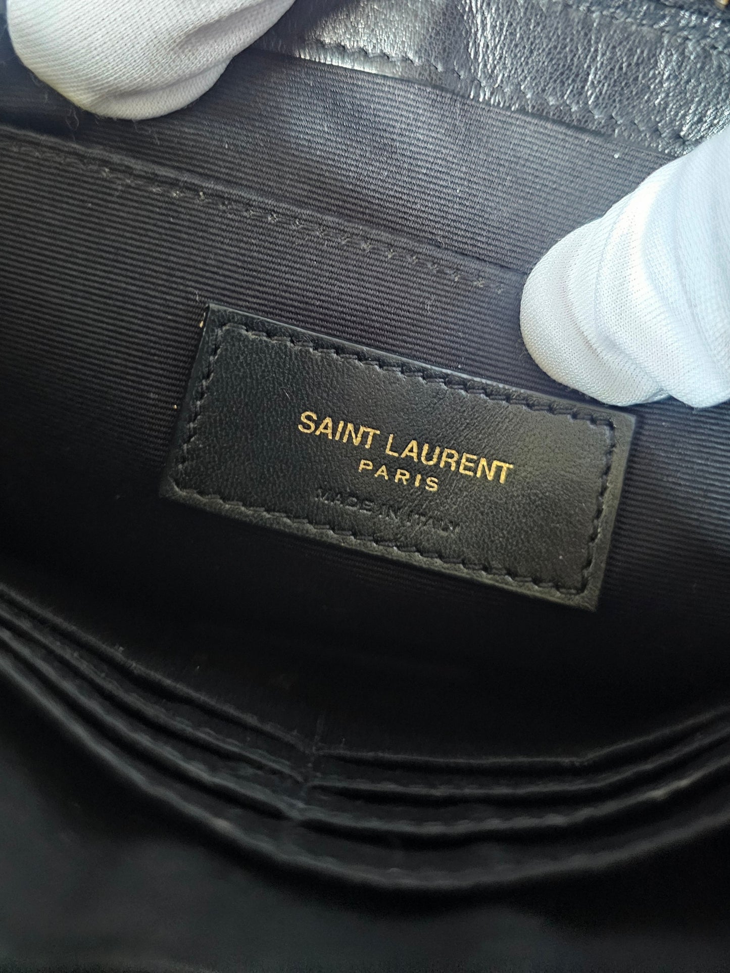 379039- YSL Cassandre matelasse pouch, black, leather.