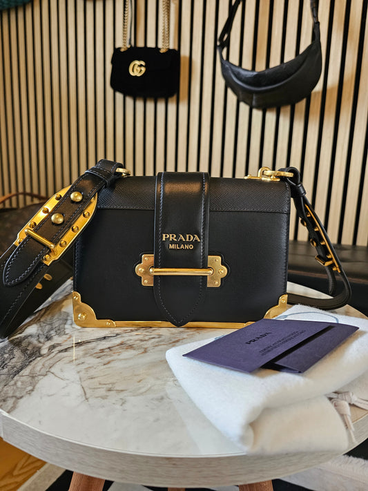 Prada cahier bag - black GHW.