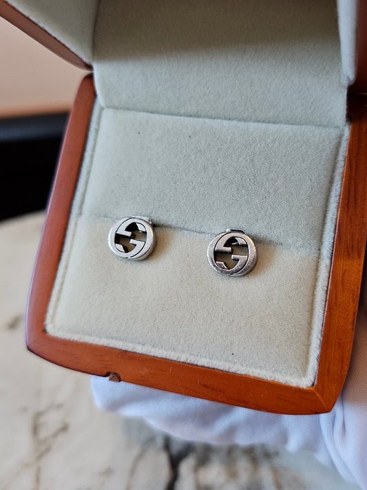 GUCCI interlocking studs earrings, sterling silver.