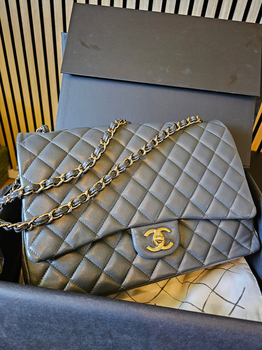 A58601 - Chanel Maxi Classic - Dark Grey with GHW.