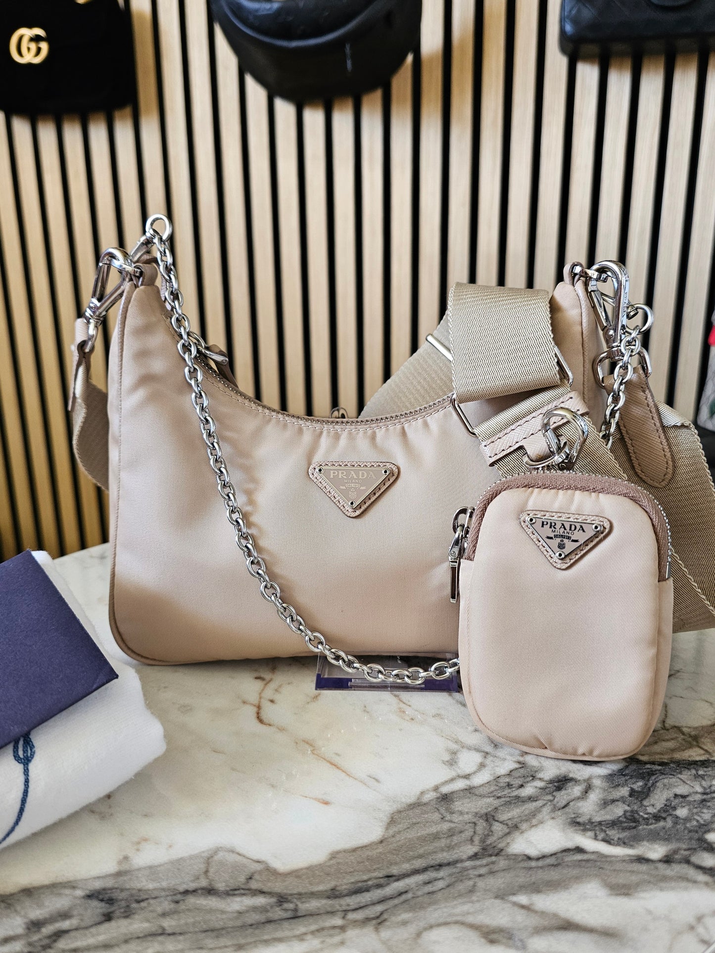 Prada Re-Edition 2005, Nylon - Beige.
