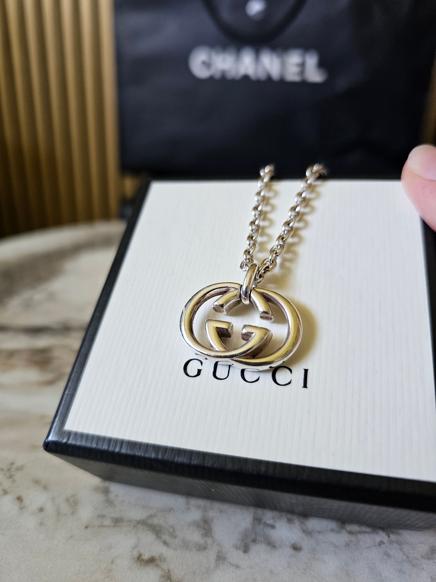Gucci halskæde GG interlocking silver.