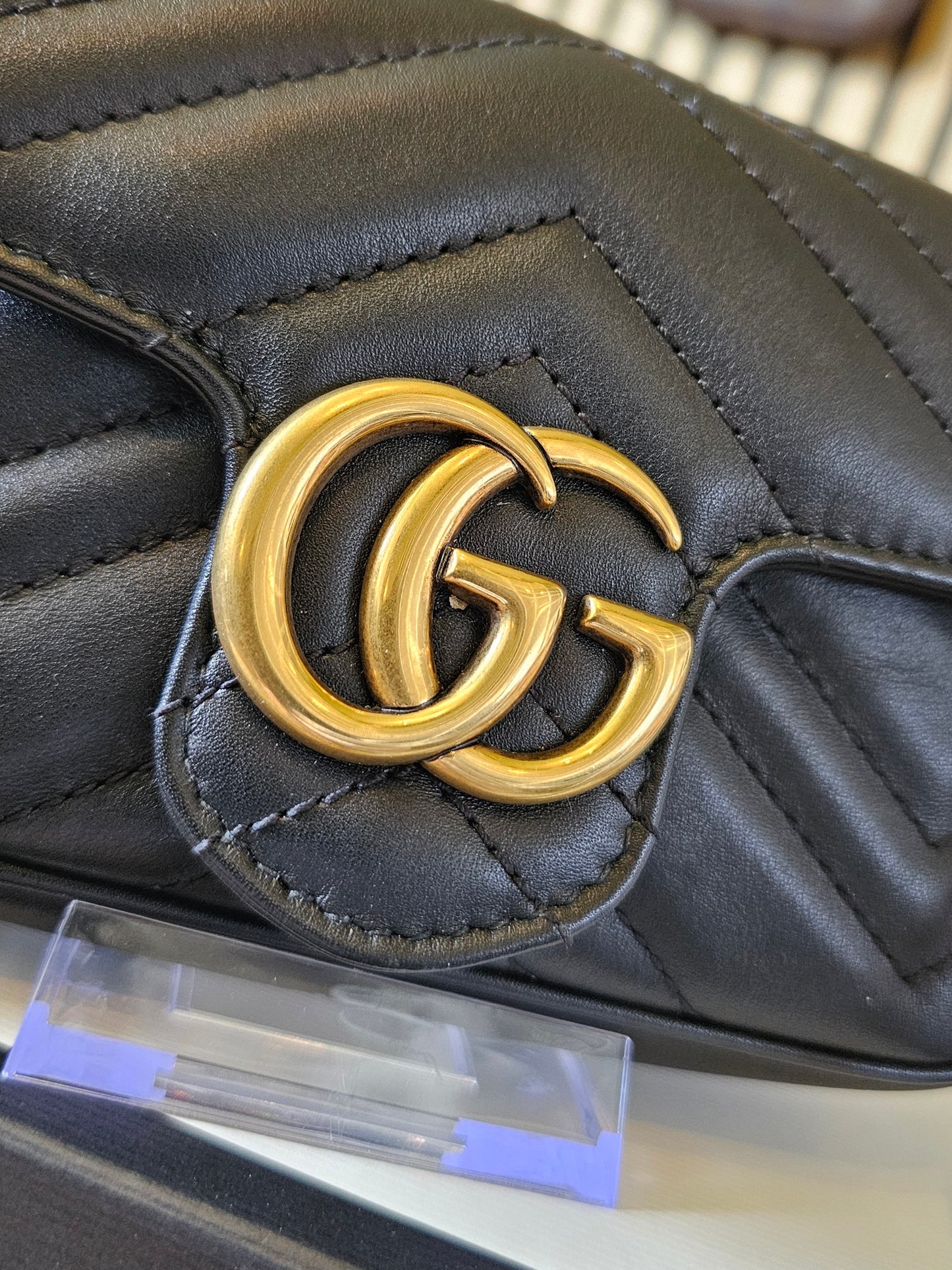 476433- Gucci GG marmont bag, black, mini size.