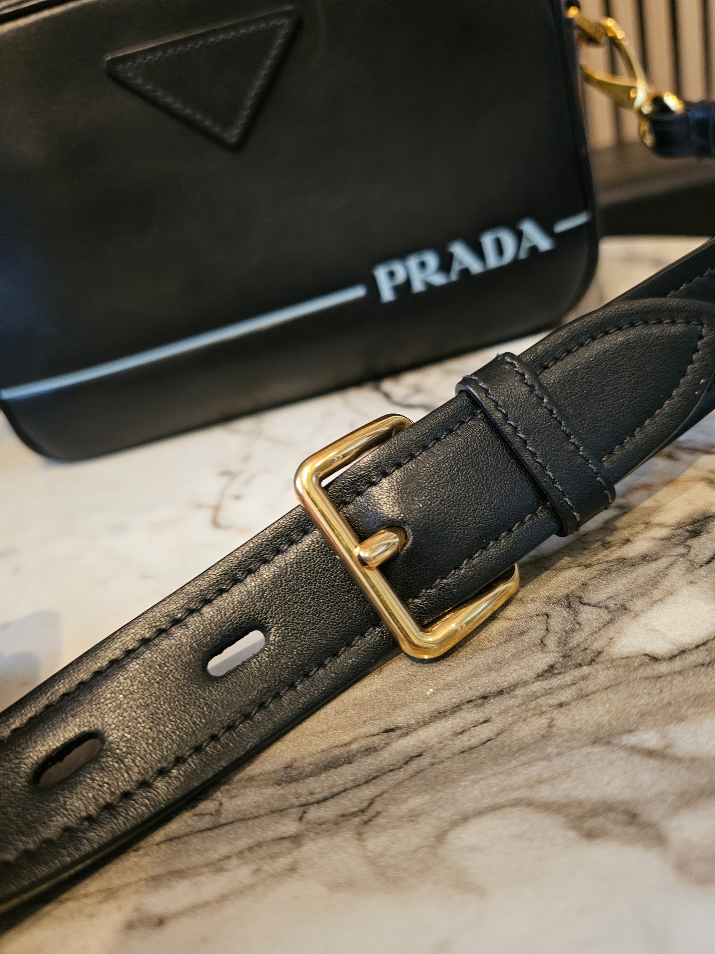 Prada Mirage Camera bag - black, saffiano leather.