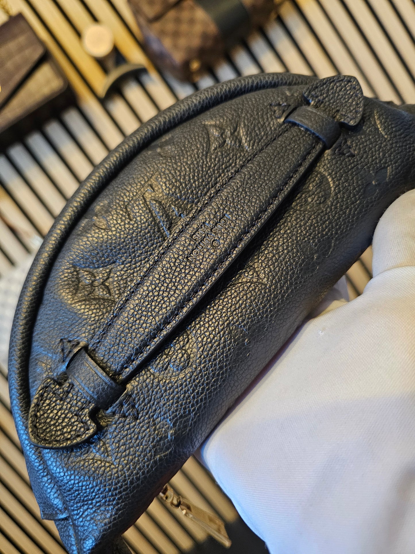 M44812- Louis Vuitton Bumbag in Monogram, black empreinte leather.