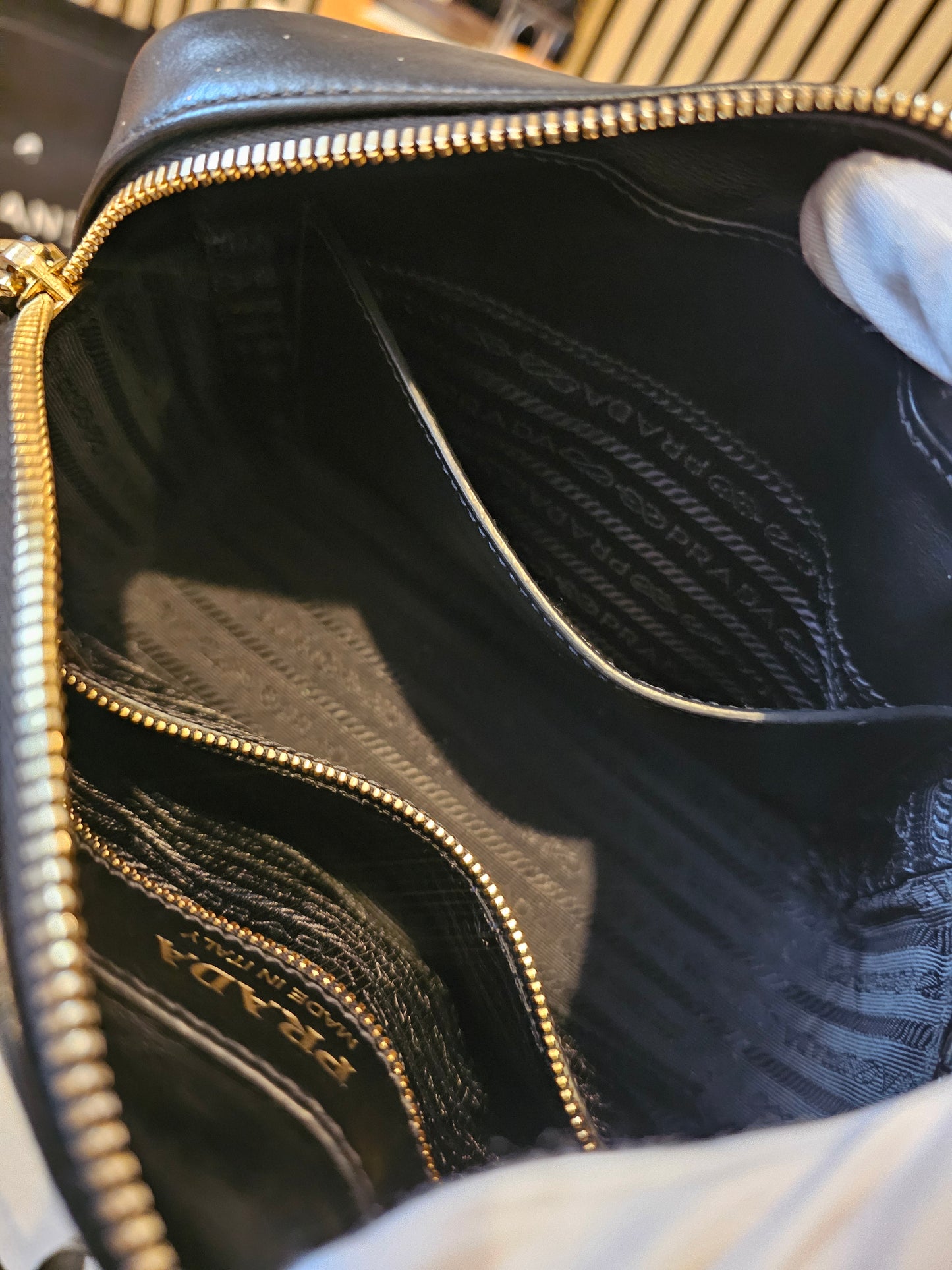 Prada Mirage Camera bag - black, saffiano leather.