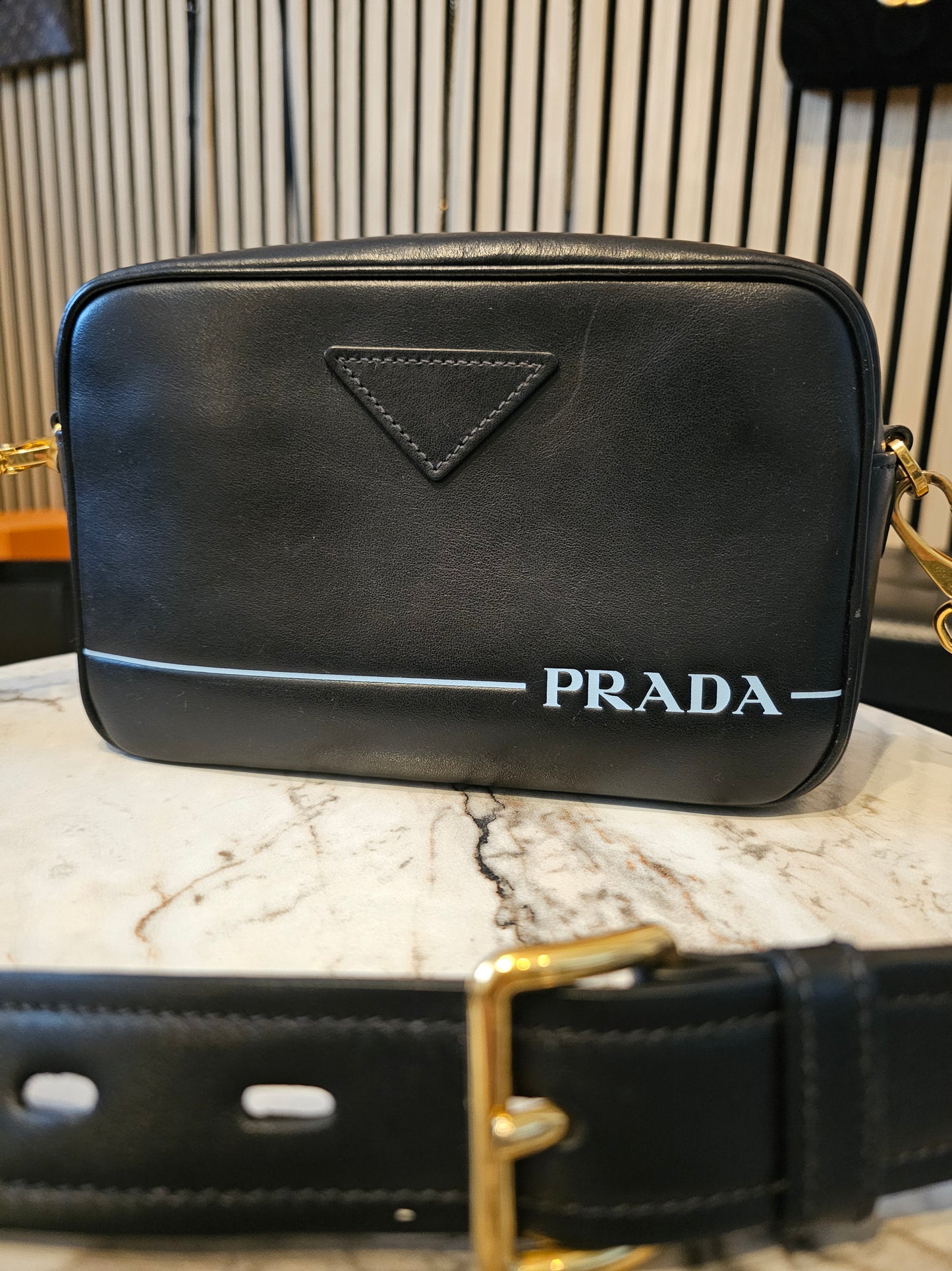 Prada Mirage Camera bag - black, saffiano leather.