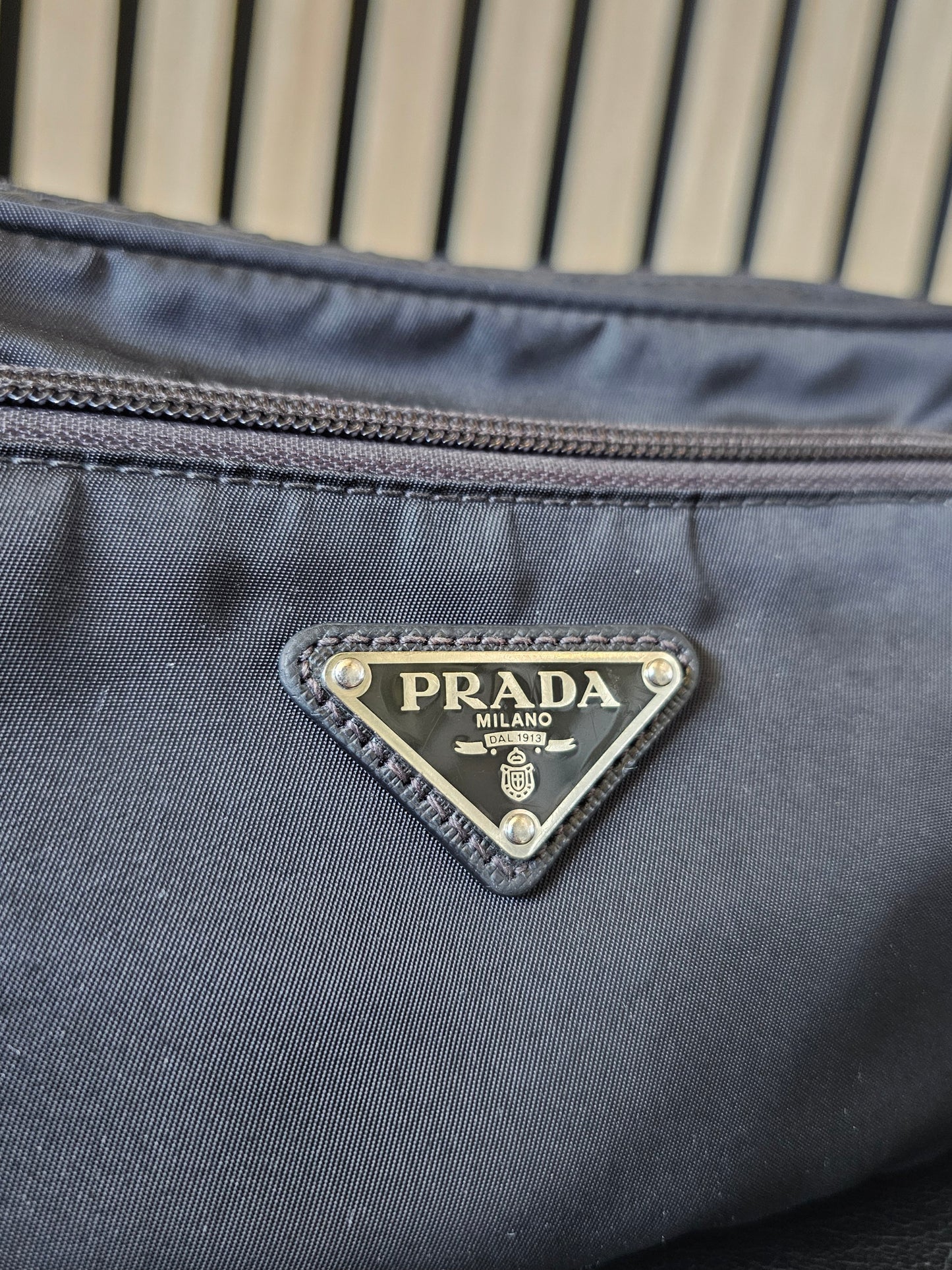 Prada belt bag black, re-nylon- saffiano leather.