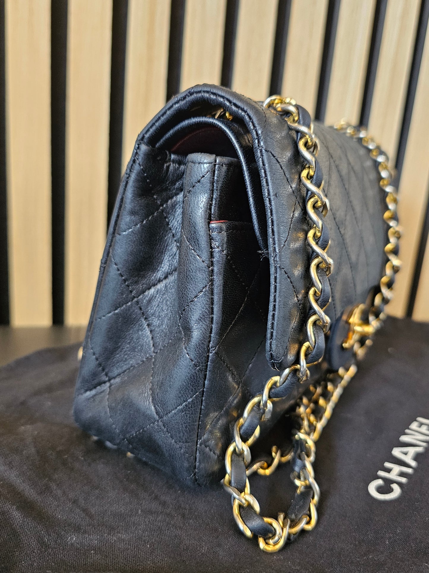Chanel Classic double flap, small, GHW, lambskin - Black.