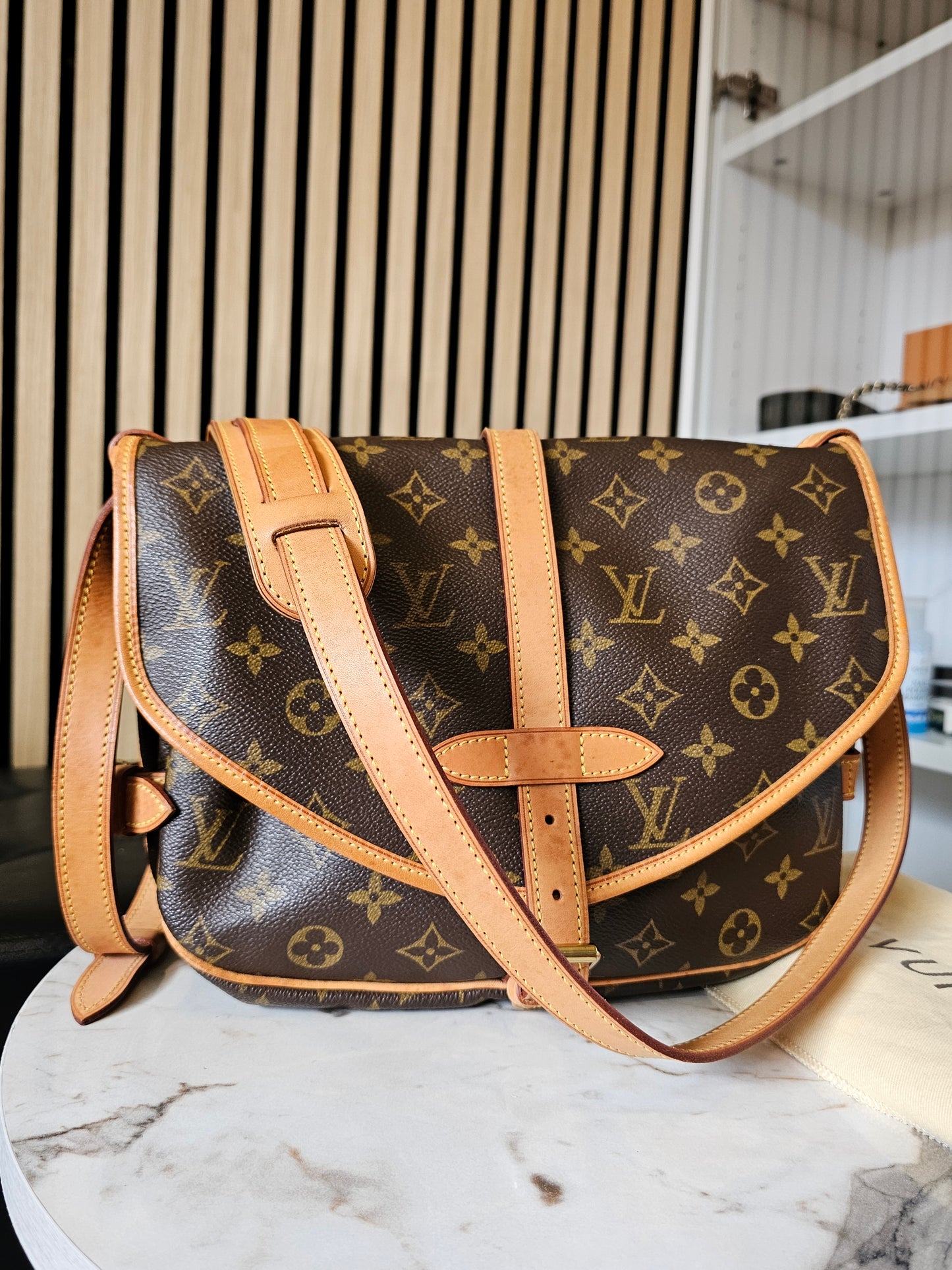 M42256 - Louis Vuitton Saumur 30, MNG. Kanvas.