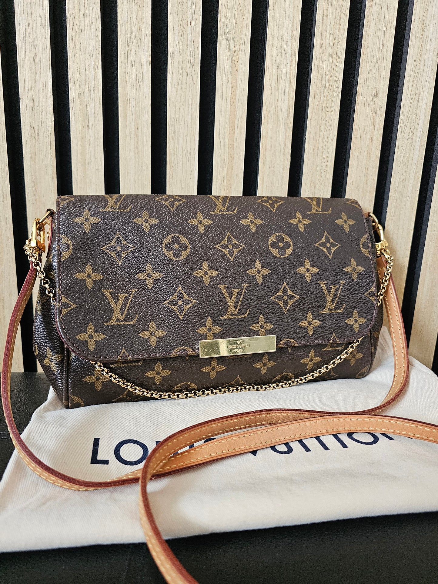 M40718 - Louis Vuitton Favorite MM bag, MNG. Kanvas.
